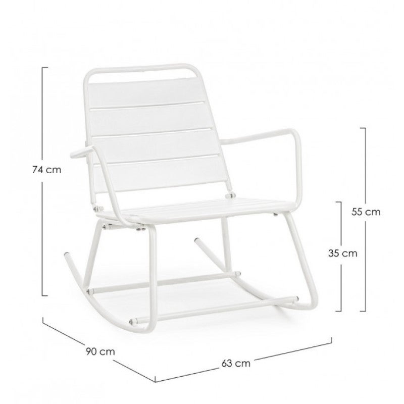 Fauteuil à bascule de jardin 63x90x74 cm en acier blanc - LAAPS - 5