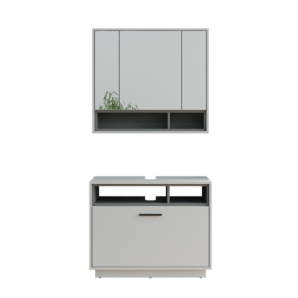 Vicco Zestaw mebli łazienkowych Beatrice, Szary/antracyt, 2 części