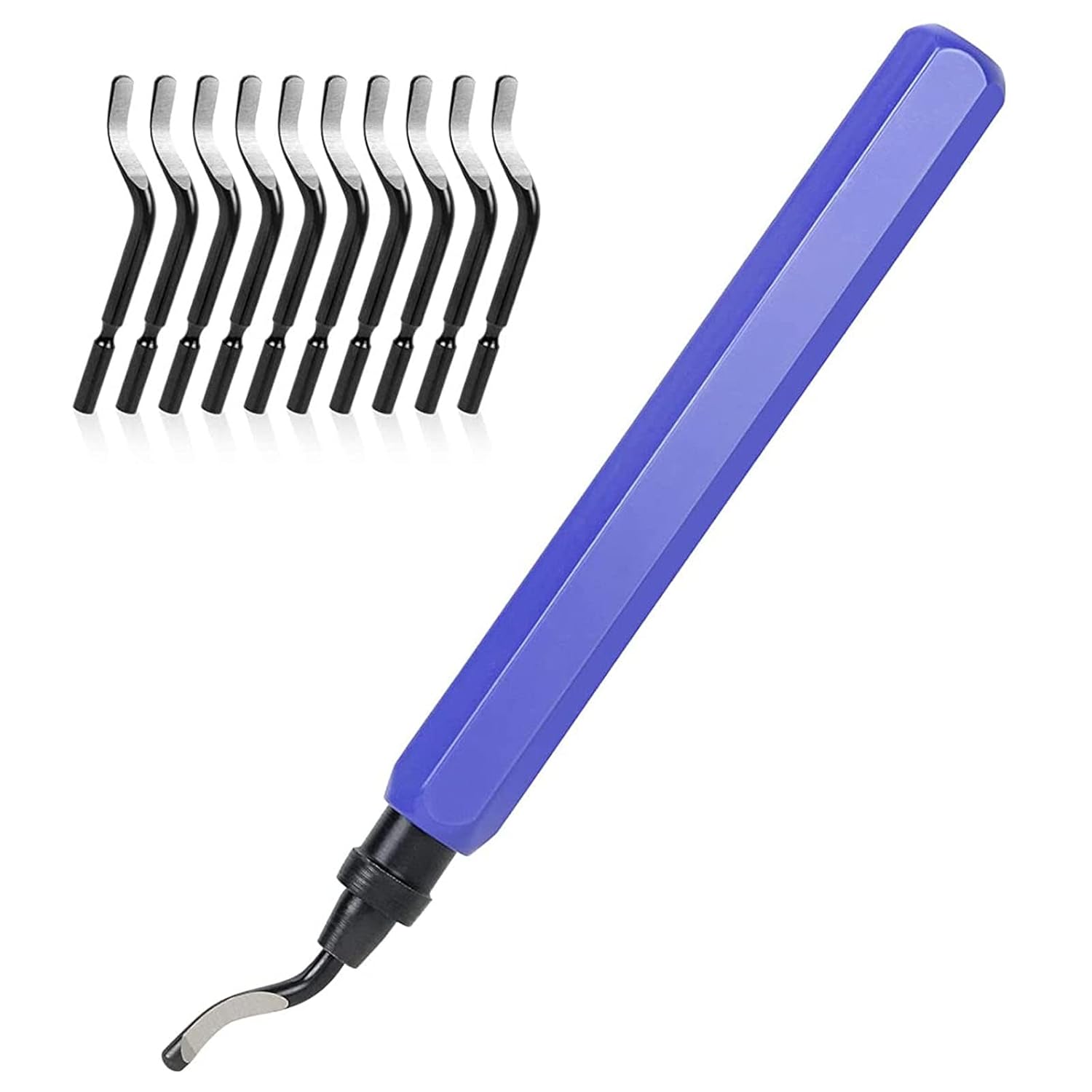 Outil D’Ébavurage 360° Pivotant Premium – 1 Ébavureur Manuel + 20 Lames HSS De Rechange, Poignée Aluminium Antidérapante, Pour Métal, Plastique Et Impression 3D