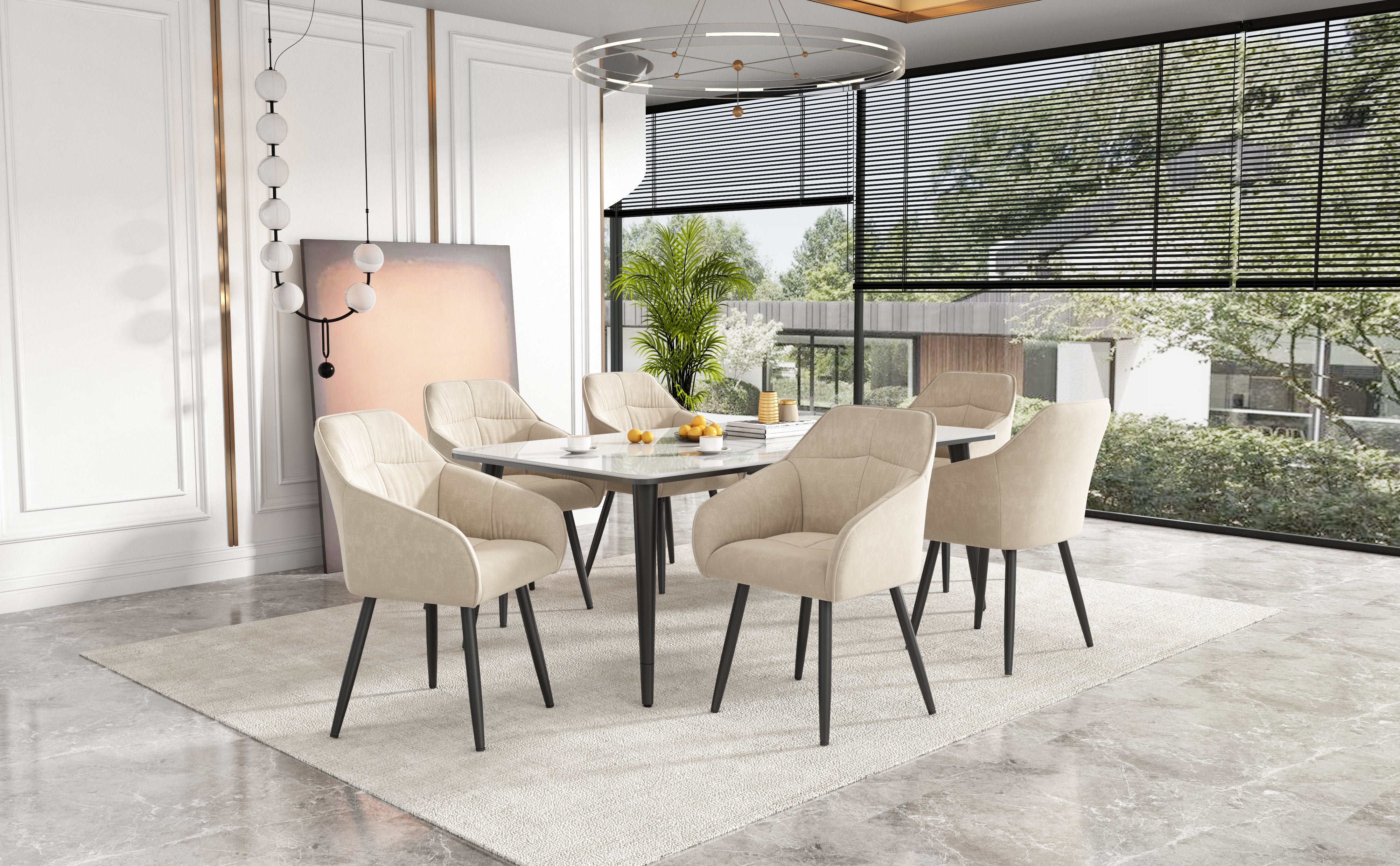 JYMTOM - Sedie per sala da pranzo con spesso tessuto in velluto, seduta imbottita, gambe in metallo, braccioli e schienale, sedia angolare per salotto (colore giallo, 2