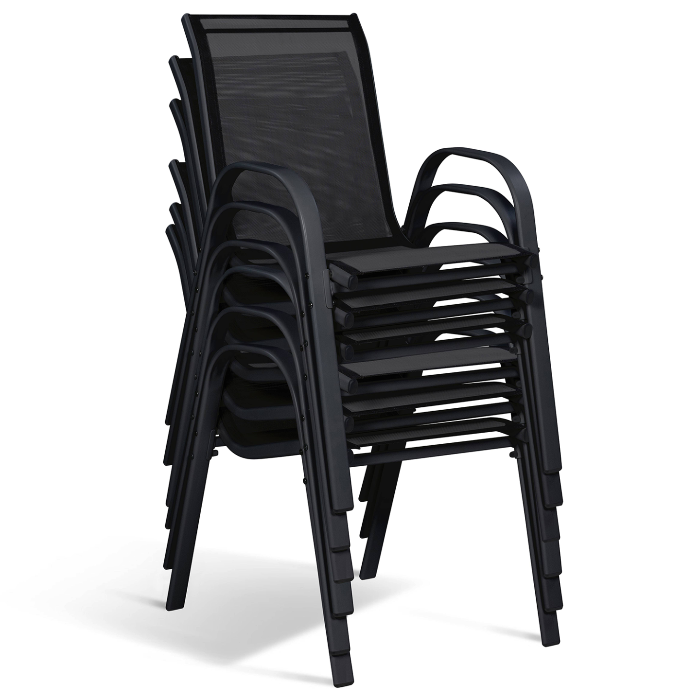 Salon de jardin POLY table extensible 90-180 CM et 8 chaises bois et noir - 5