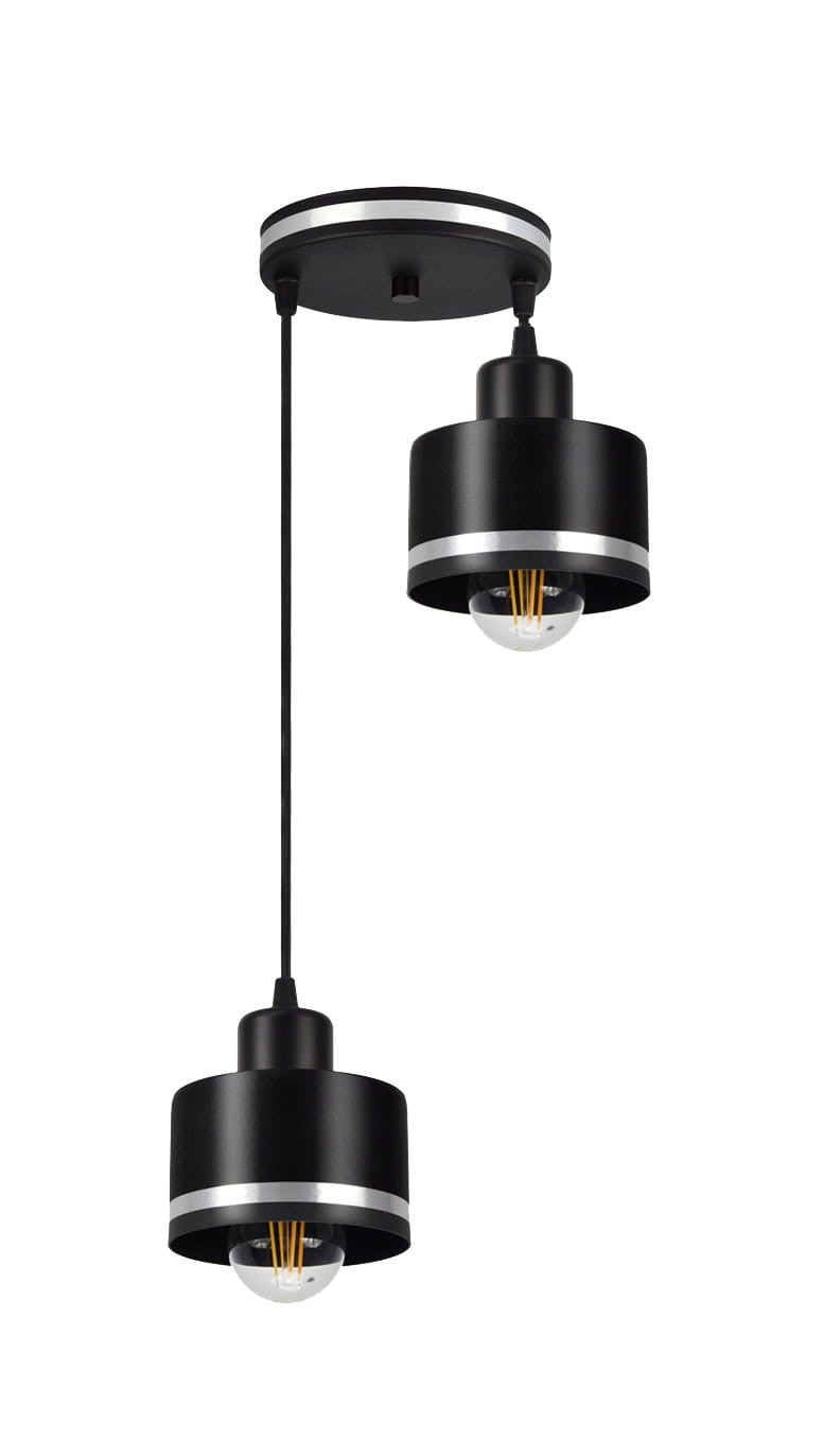 Lampa wisząca WAMA czarno-srebrna 2 x E27 x 60W wym: 100 x 32 x 32 cm Candellux