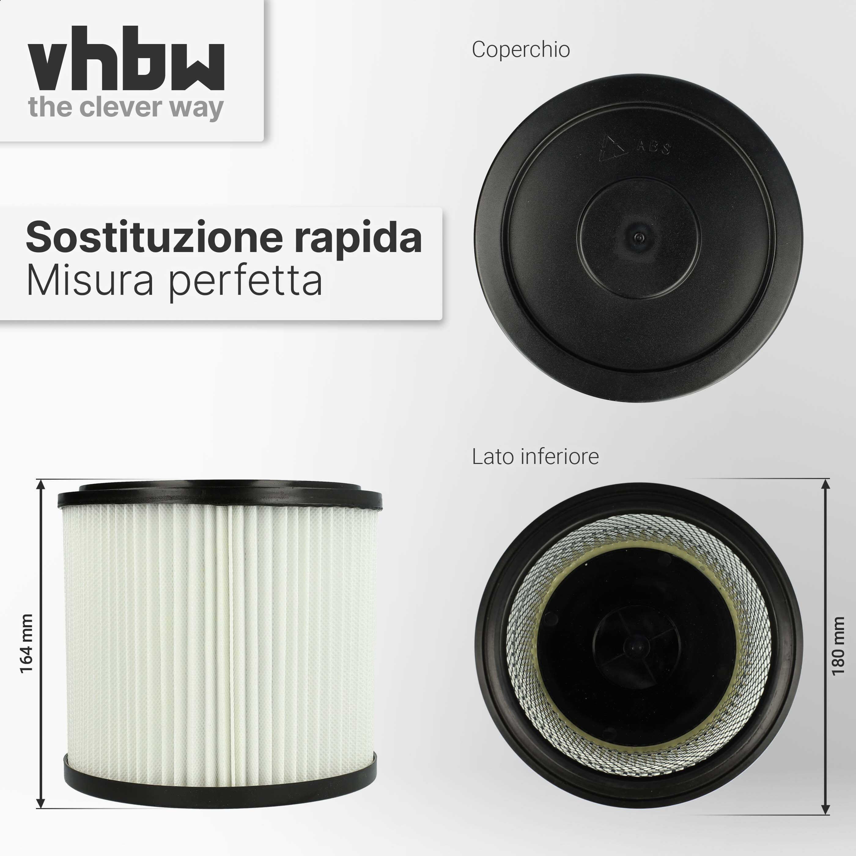 vhbw 1x filtre plissé compatible avec Aqua Vac Ineal 3100, 4100 aspirateur - noir / blanc - 8