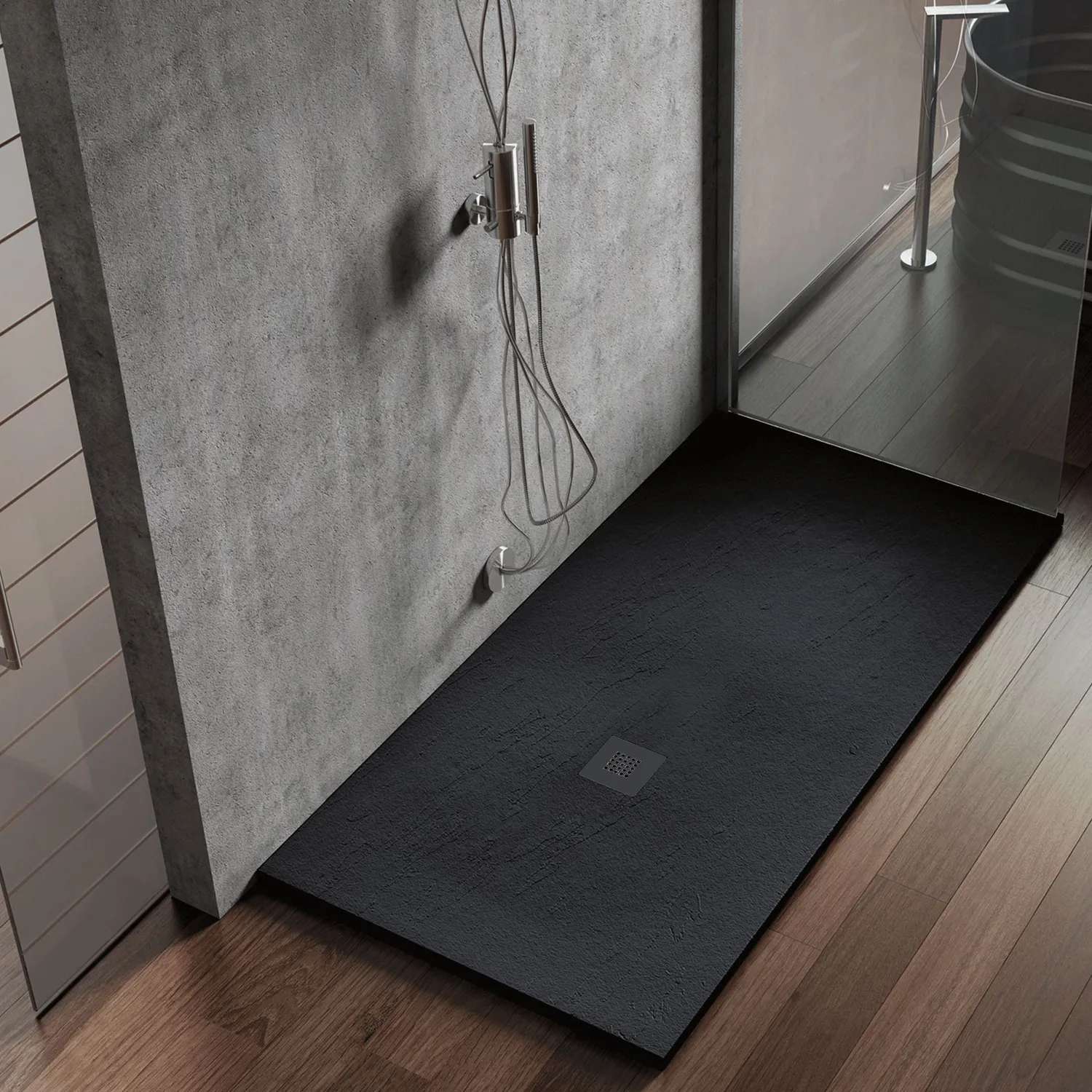 Receveur de douche Poalgi extraplat noir Antracita L.80 x l.120 cm finition ardoise - série Hos's - 2
