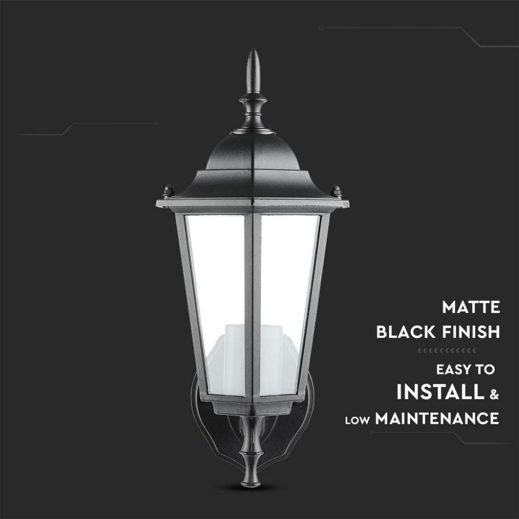 Aplique Linterna LED con Portalámparas E27 (Max 60W) Conexión Hacia Arriba Color Negro IP44 - 4