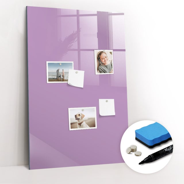 Lavagna Magnetica Murale, Tulup - 60x90 cm - Couleur lilas, 5 magneti, una spugna, un pennarello nero