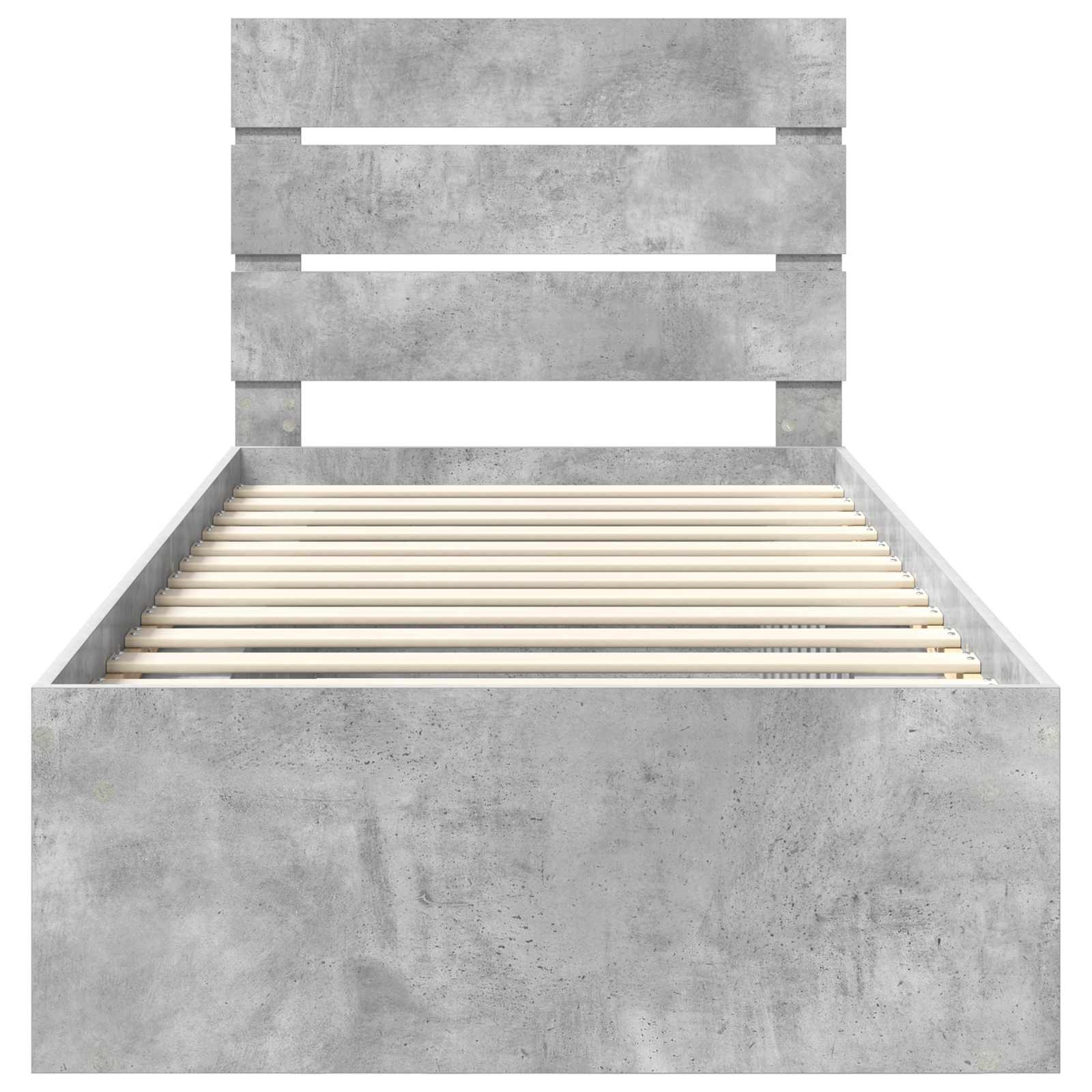 Cadre de lit avec tête de lit gris béton 75 x 190 cm pin massif - 7