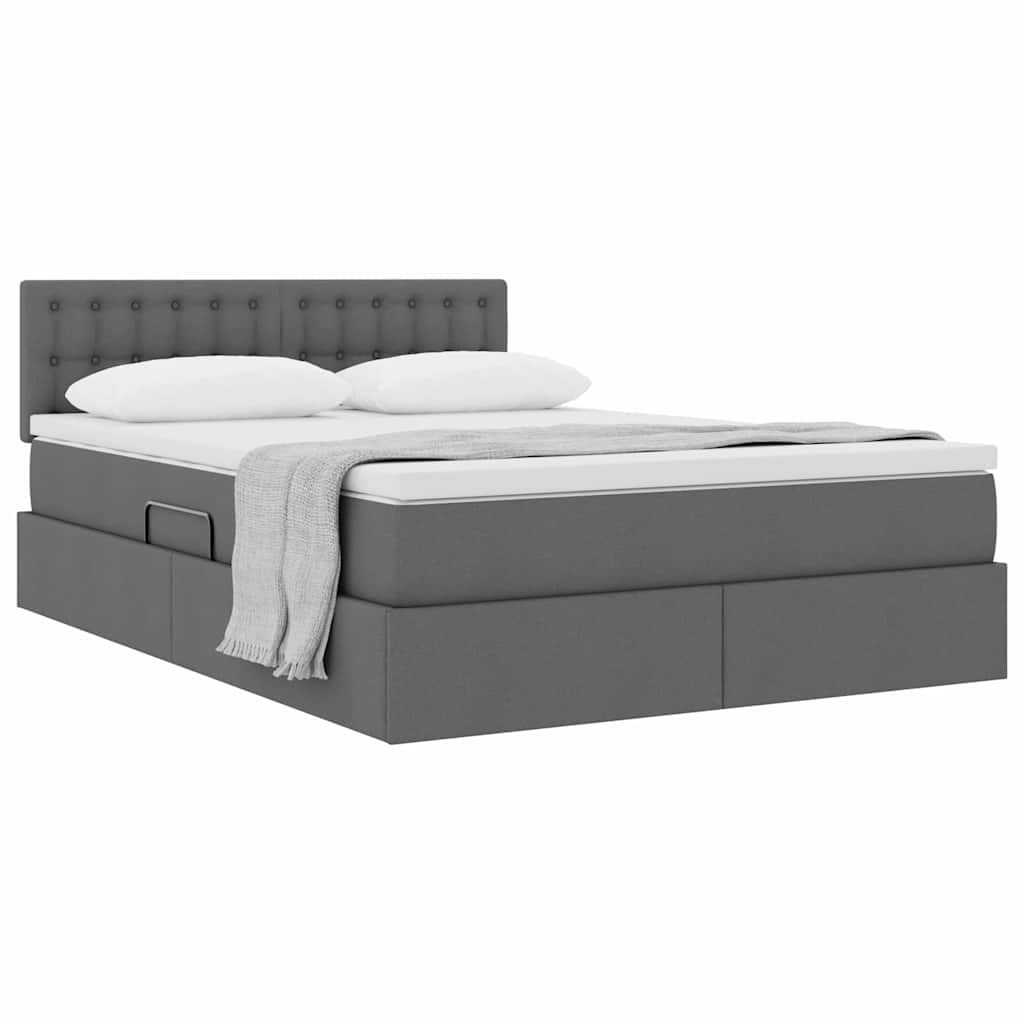 Lit avec rangement et matelas gris foncé 140 x 190 cm velours - 3