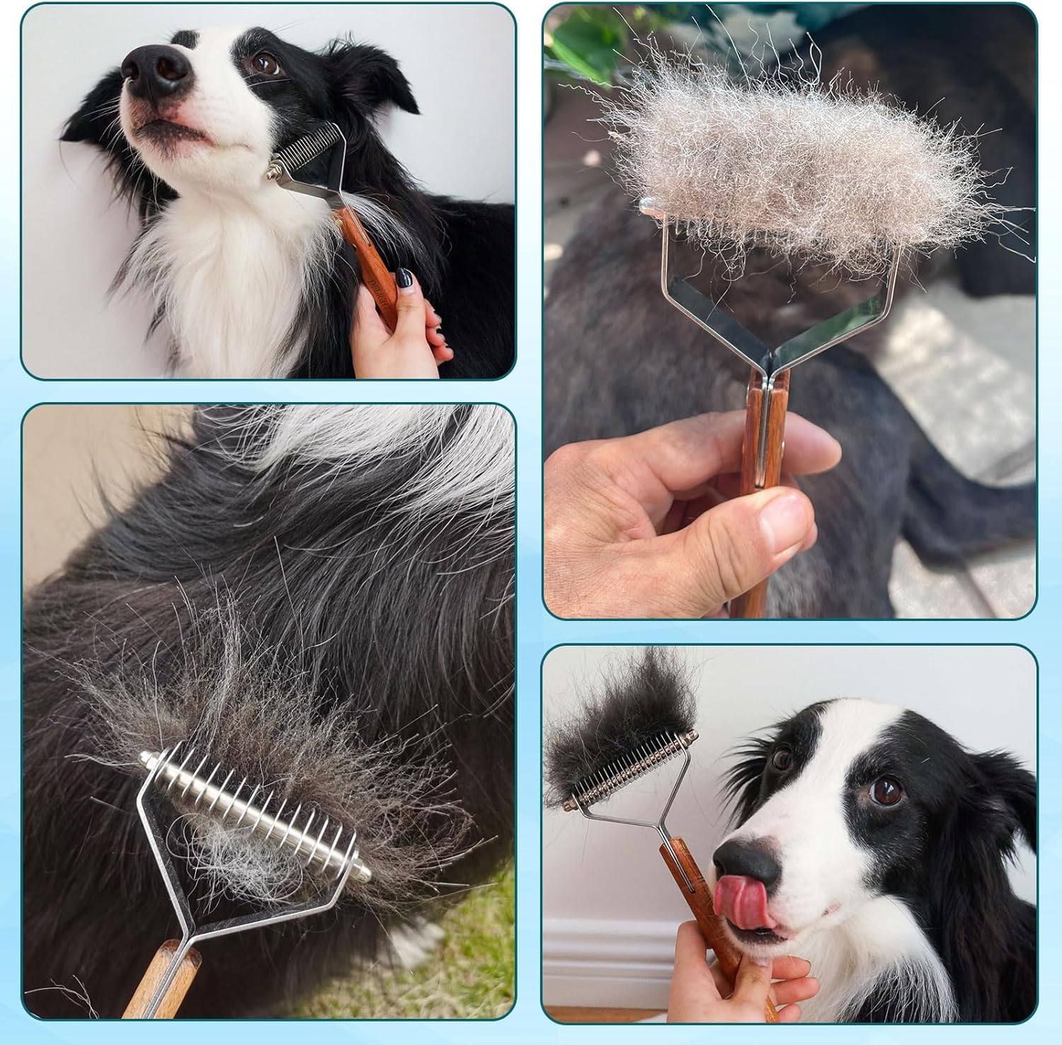 Escova para subpelo com 17+9 lâminas de dupla face para cães e gatos. - 2