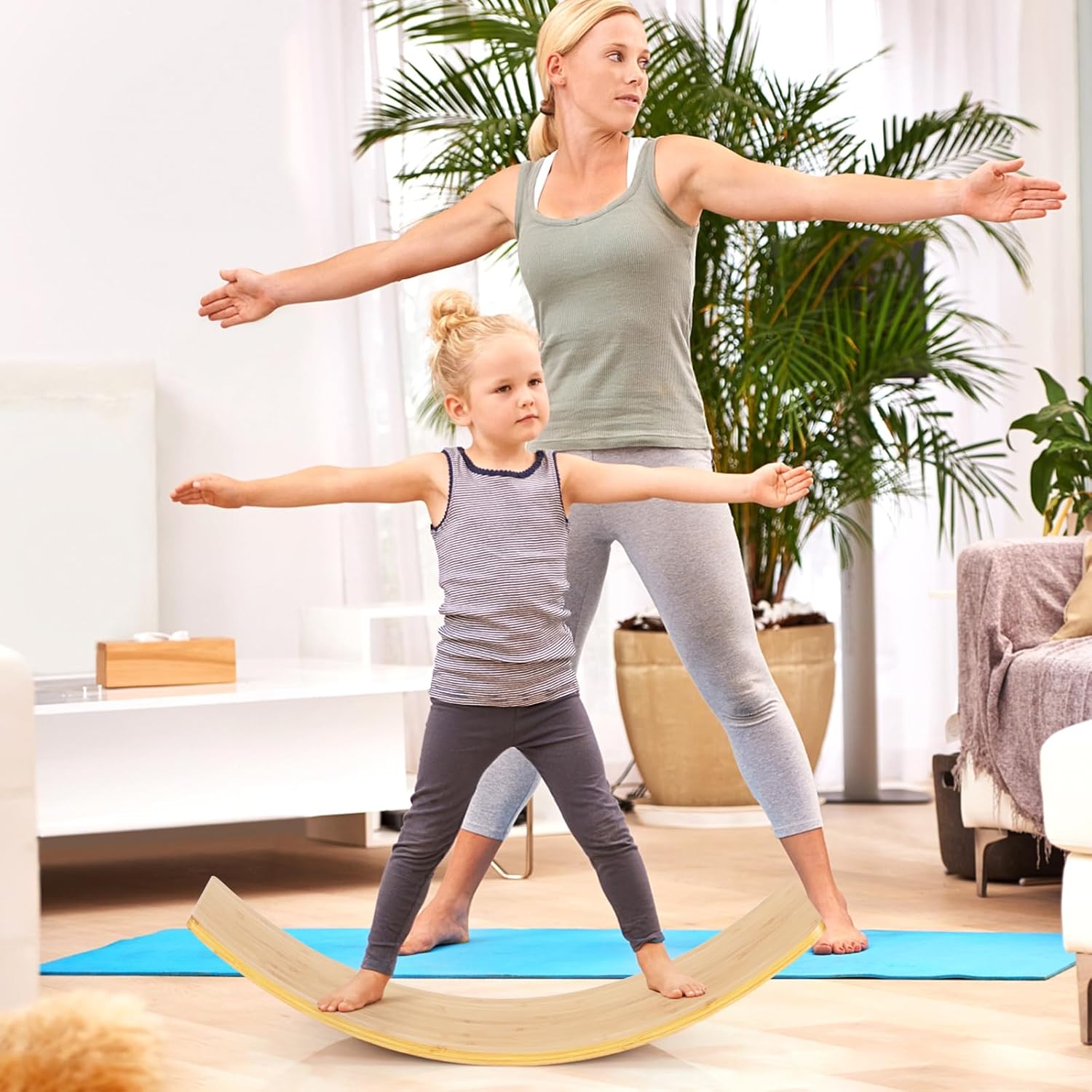 Planche Equilibre Montessori Enfants, Arche d'équilibre Enfant Bambou, Charge 150 kg, Cheval à Bascul 90x30x16,5CM - 8