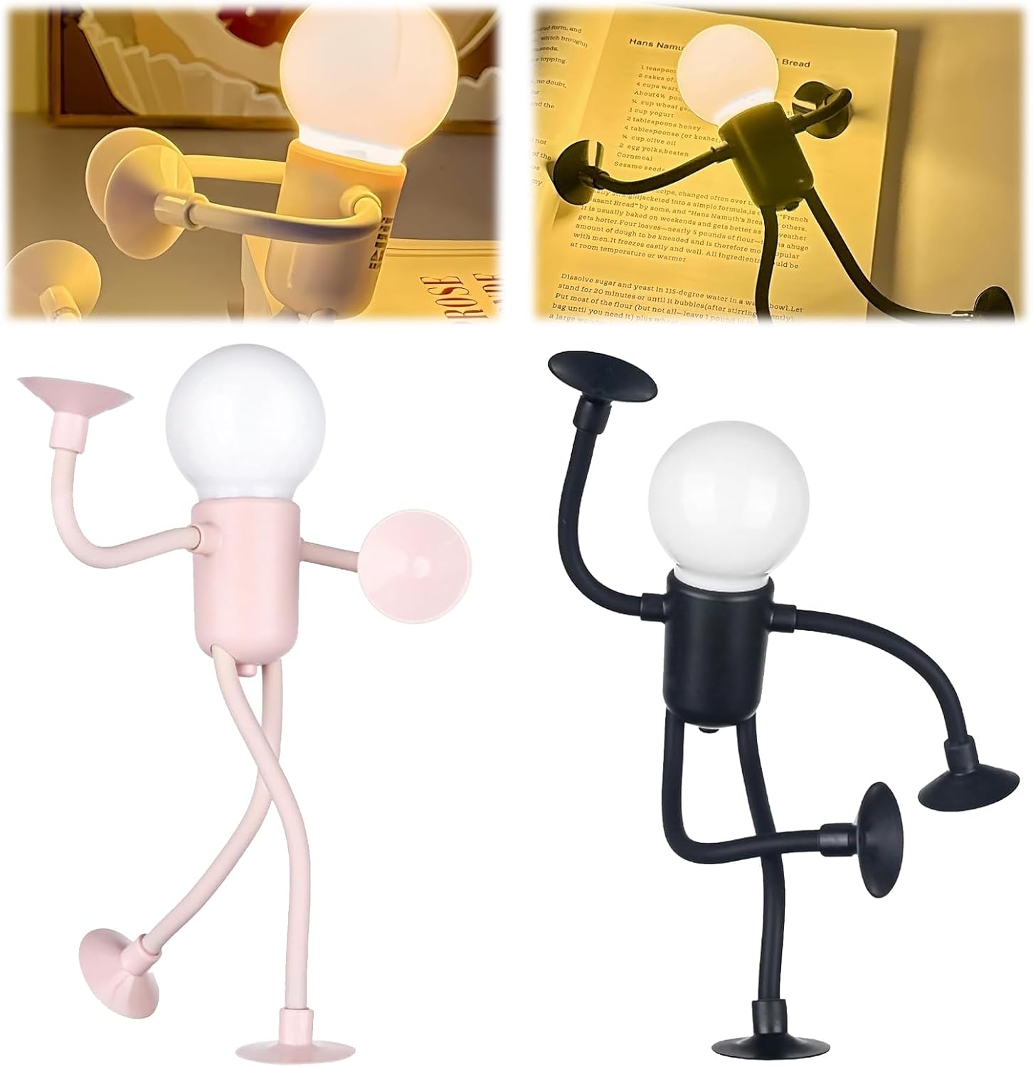 Lampka nocna dla dzieci, dwuczęściowy zestaw lampek nocnych LED, lampka nocna, lampka nocna do pokoju dziecięcego, różowo-czarna