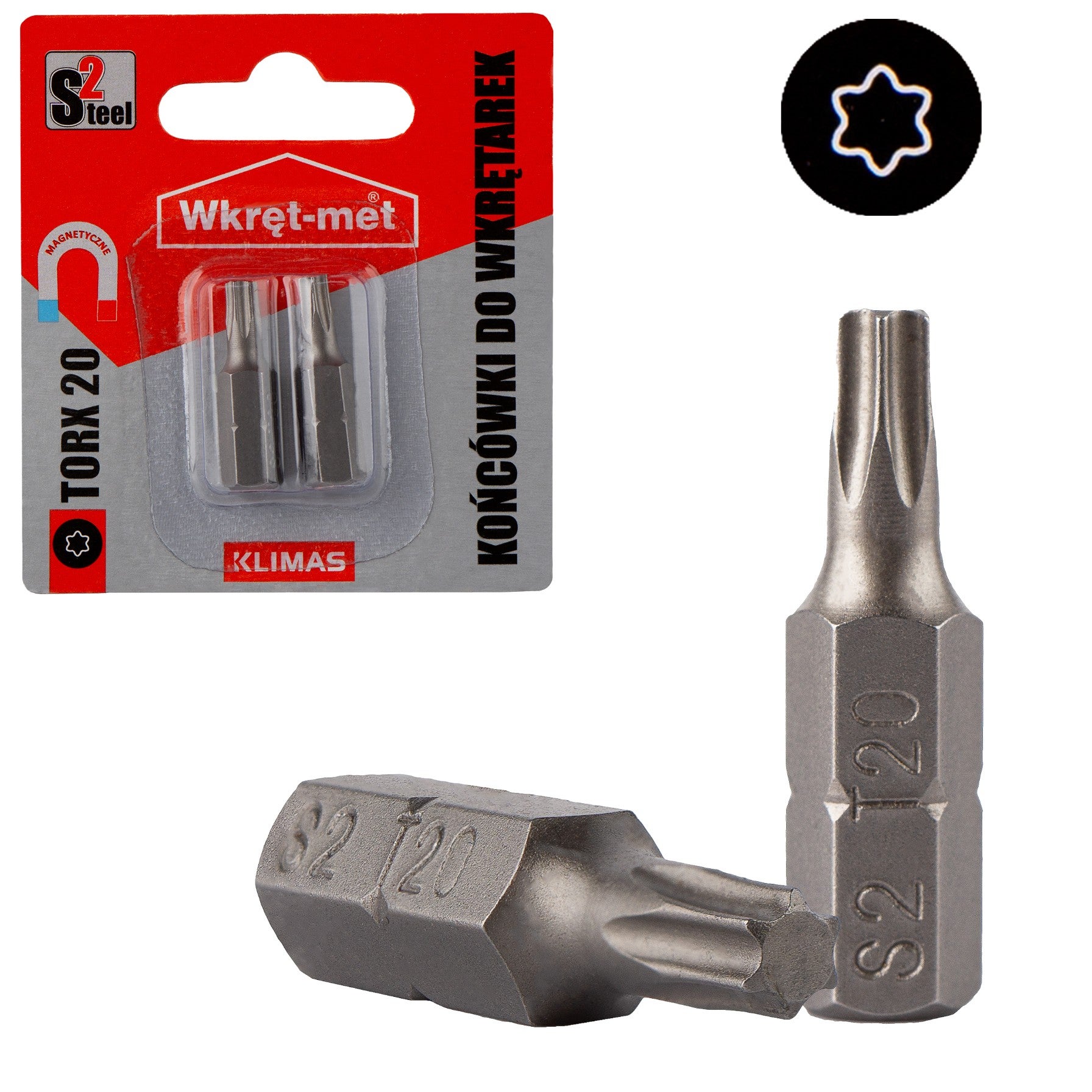Końcówki do wkrętarki Klimas bity do wkrętarek TORX 20 długość 25 mm 2szt