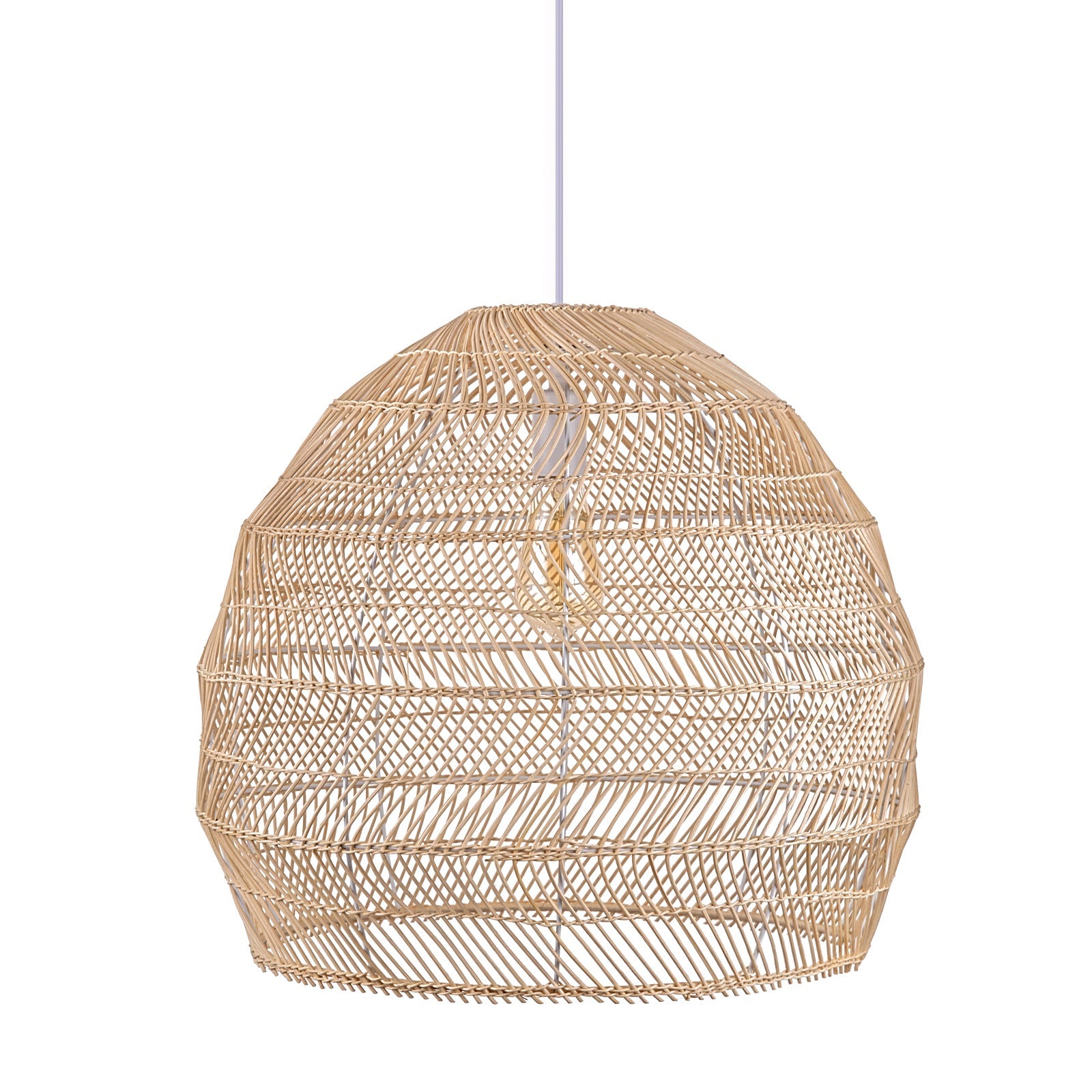 Lampe suspendue en rotin E26, dôme d'éclairage naturel tissé à la main, pour cuisine et ferme D50 cm x H50 cm - 3