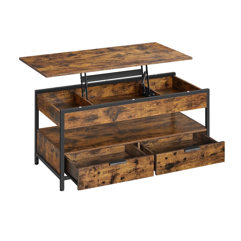 Table basse avec plateau relevable 103x42x67 cm décor marron | Maison et Styles Table basse avec plateau relevable 103x42x67 cm décor marron | Maison et Styles