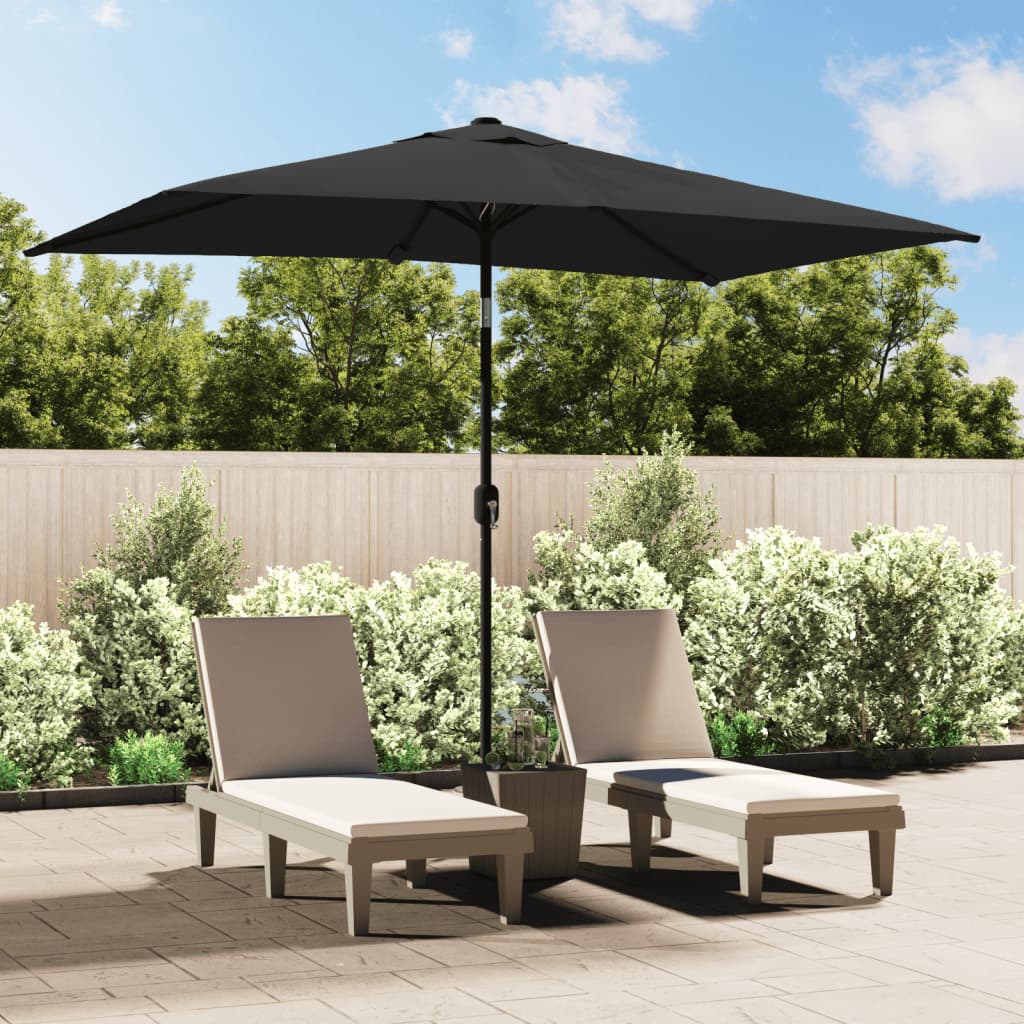 Parasol Avec Mât | Parasol De Jardin En Métal 300 X 200 Cm Anthracite Cfw51808 92220178