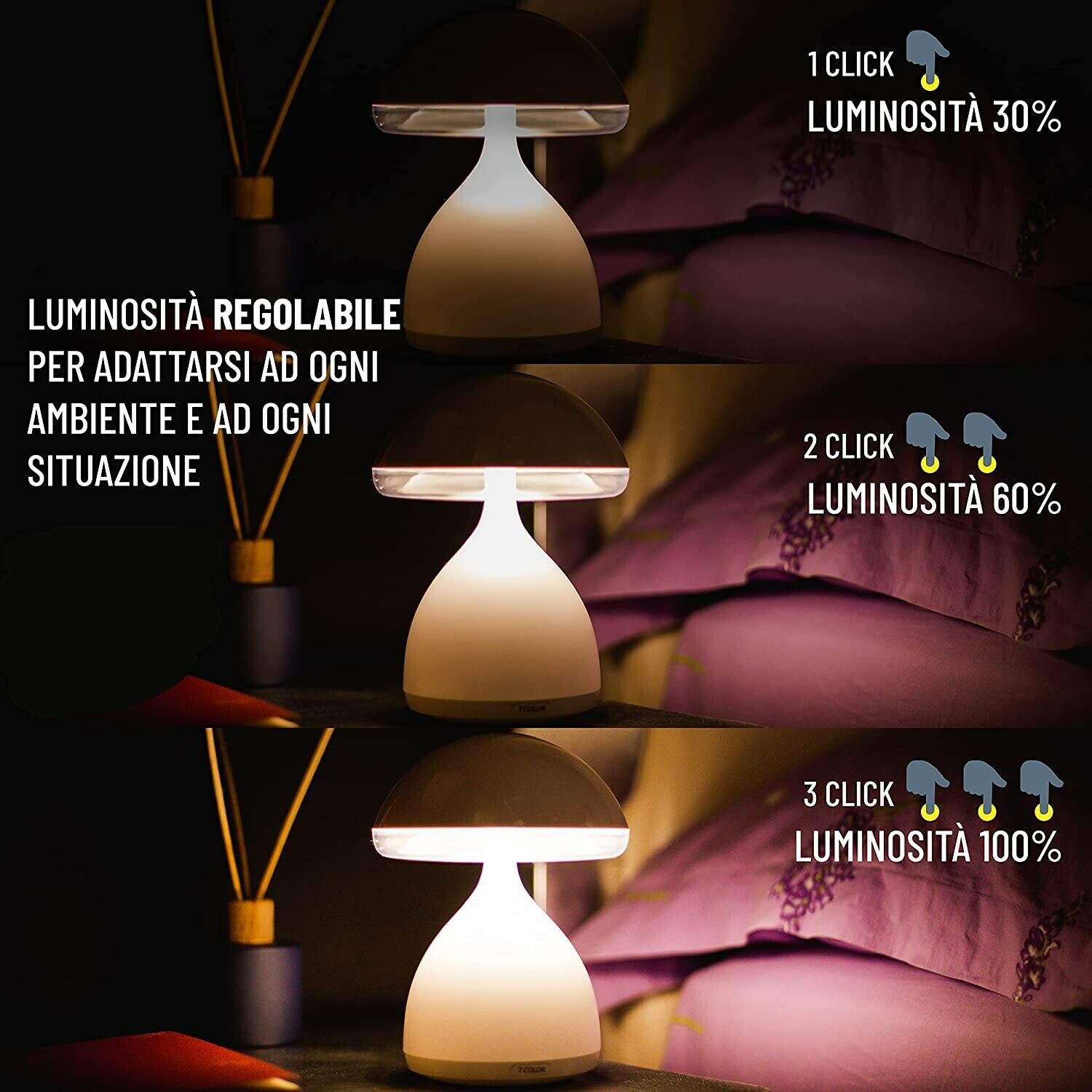 kakanuo Lampada da Comodino, Lampada da Tavolo Touch Dimmerabile con