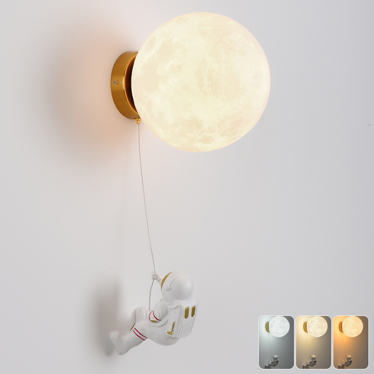 Kinkiet z żarówką, lampka nocna LED, kinkiet astronauta księżyc, kreatywna lampka nocna, 3 temperatury barwowe, prezenty świąteczne