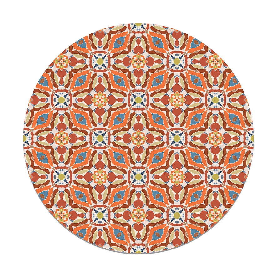 Panorama alfombra vinílica redonda baldosín oriental caleidoscopio original 150x150 cm - alfombra cocina vinilo - alfombra salón antideslizante