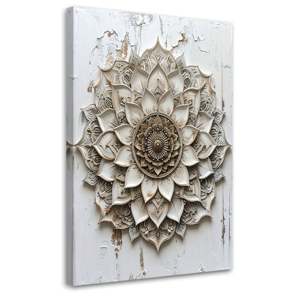 Obraz do salonu sypialni biura hotelu, Mandala Zen Spa Orientalny w beżu 40x60