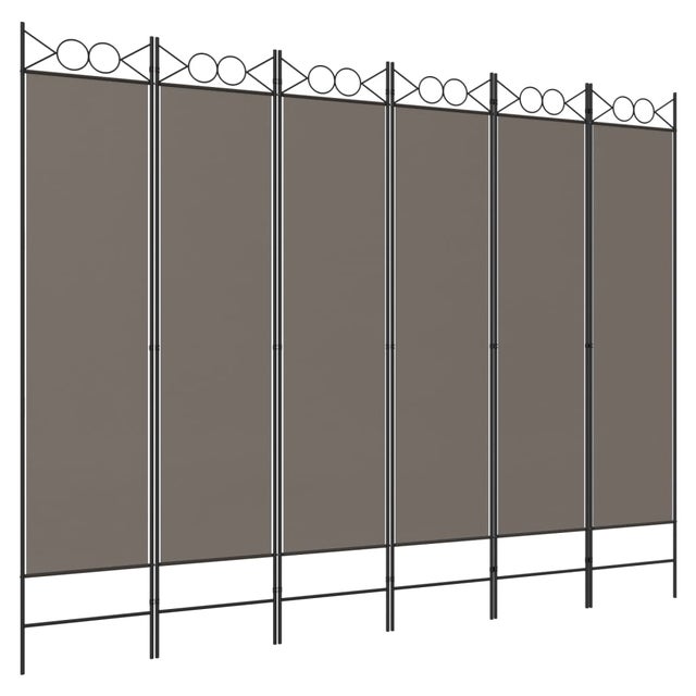 Biombo | Divisória de quarto | Para-vento com 6 painéis 240x220 cm tecido antracite CFW26528