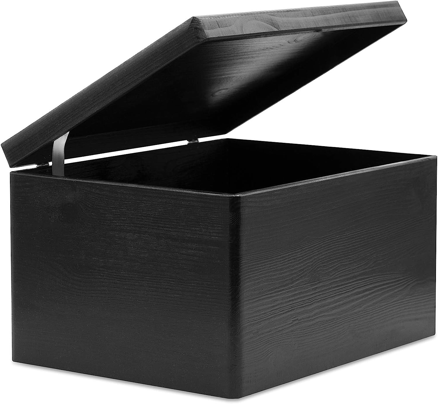 Boîte De Rangement En Bois De Pin Massif Noir - 40x30x13 Cm Avec Poignées