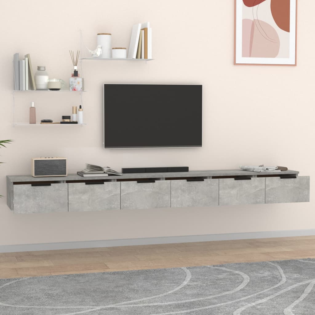 Maison Exclusive - Armarios de pared 2 uds contrachapada gris hormigón 102x30x20cm - 3