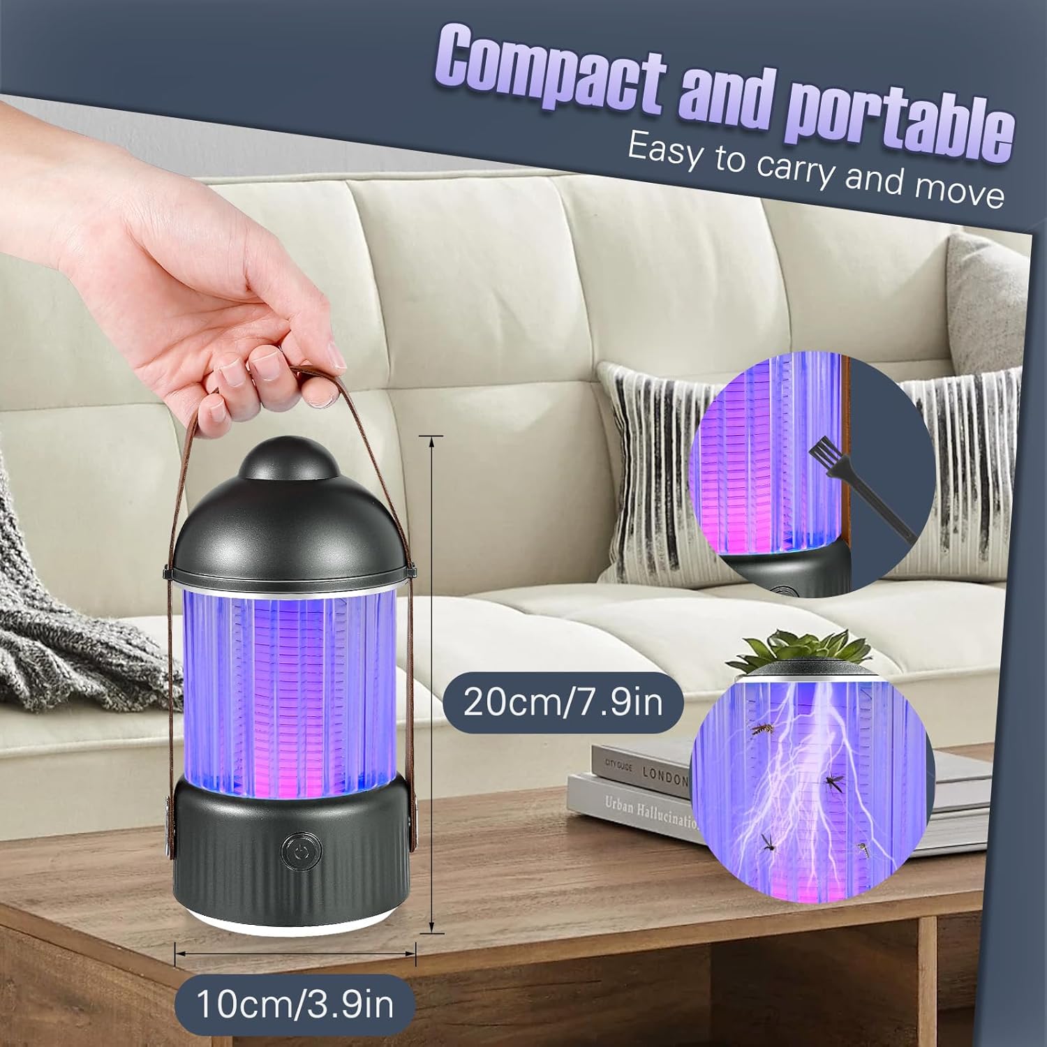 Lampe Anti Moustique, 4000mAh Piège à Mouche Rechargeable USB, UV Tue Mouche Electrique avec Veilleuse Fonction, pour Mouche, Moustiques, Insectes - 2