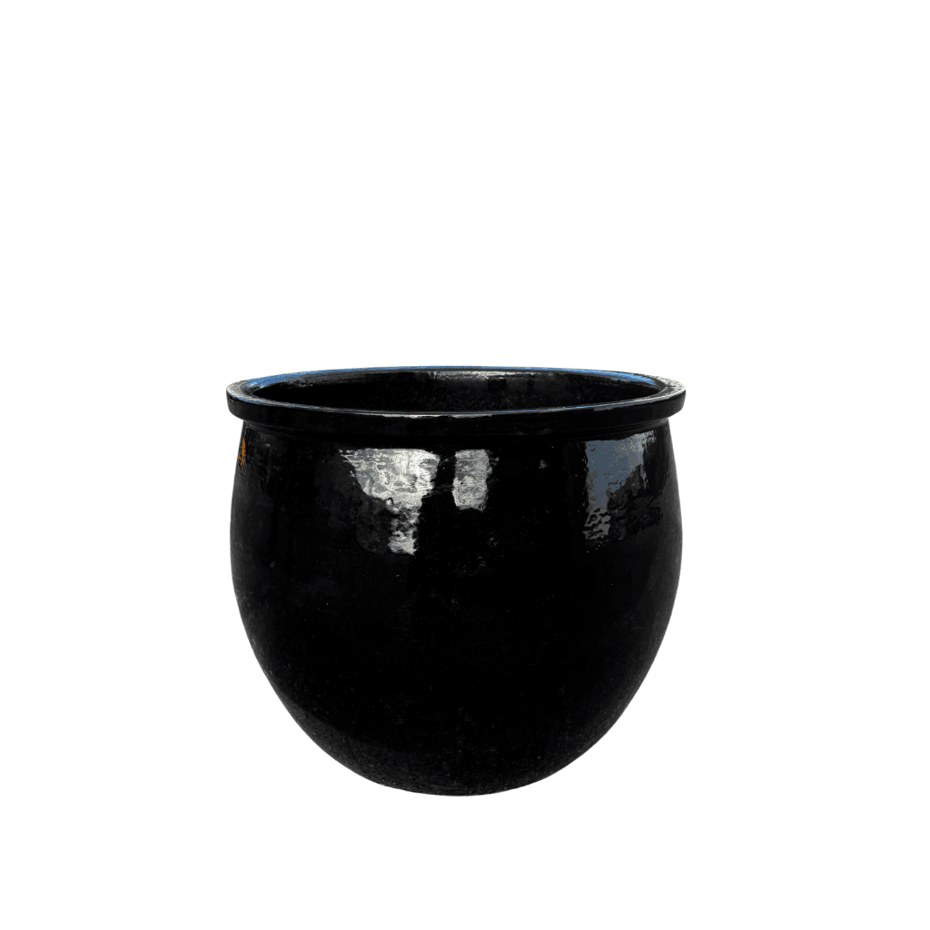 Maceta grande de exterior NEWTON 21x23cm negra, hecha a mano en terracota esmaltada, resistente a las heladas - 2