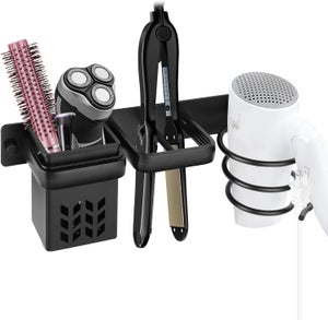 Organizzatore per ferro arricciacapelli Porta piastra per capelli a parete per bagno Scatola per organizer per trucco per strumenti per capelli senza perforazione  15