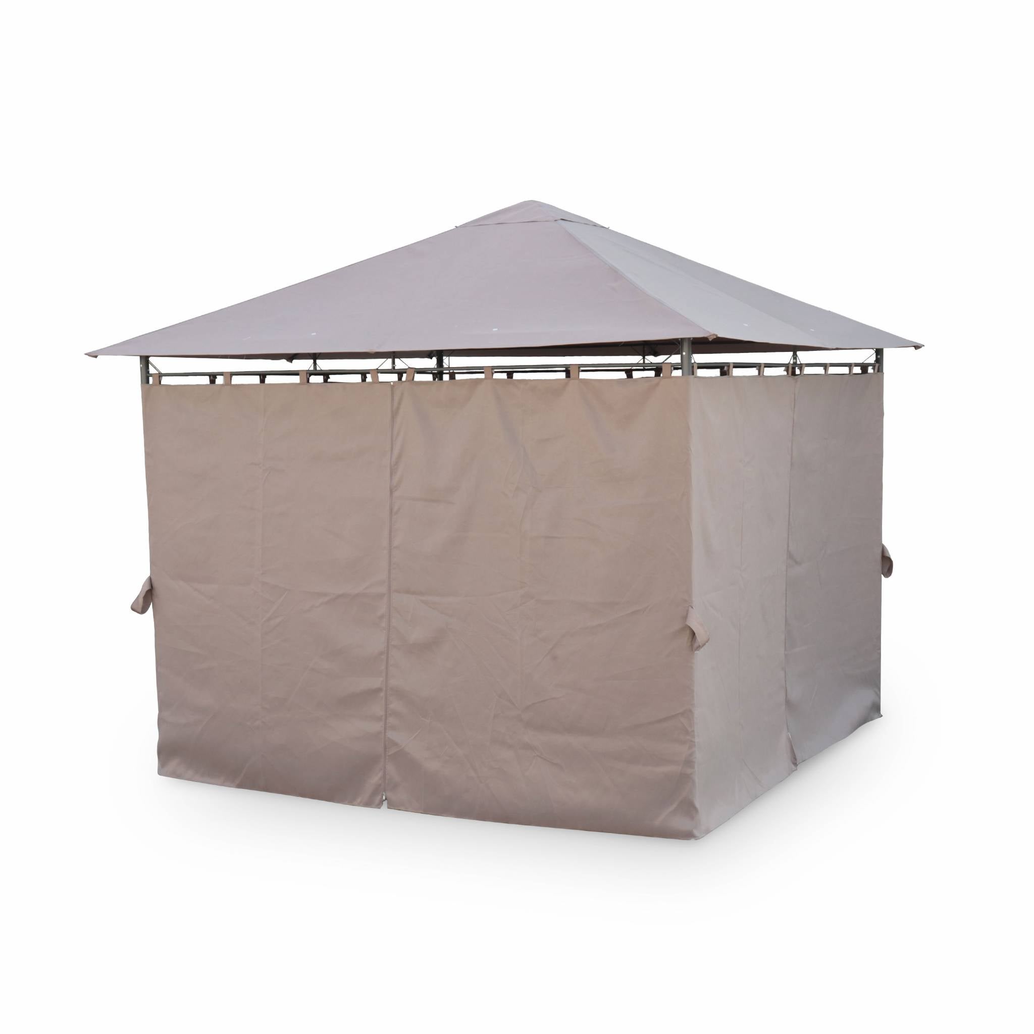Gazebo de jardín con cortinas 3x3m Pardo - 299x299x262 cm - 3