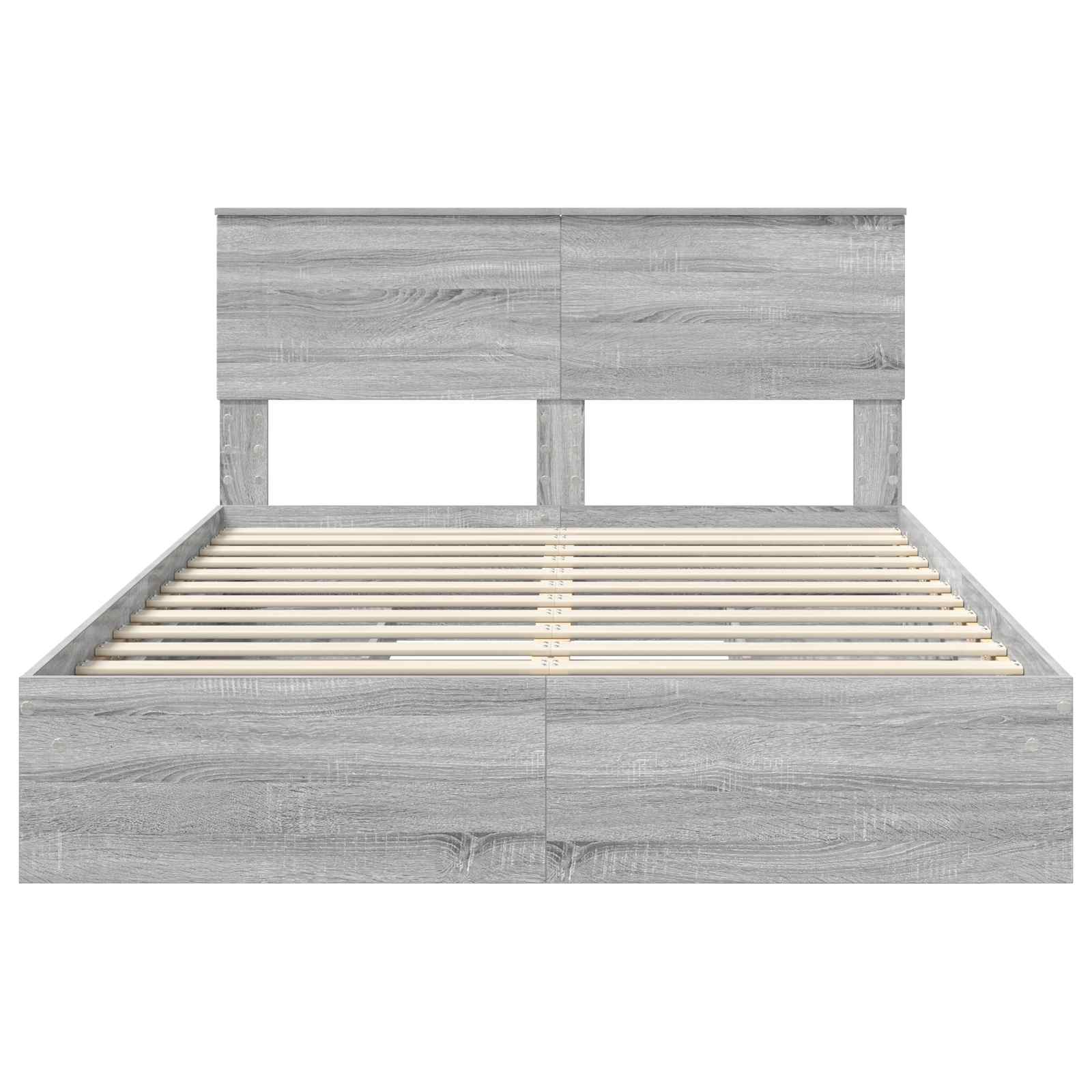 Lit avec rangement, panneau de bois, gris, pour la chambre, 160 × 200 cm - 8