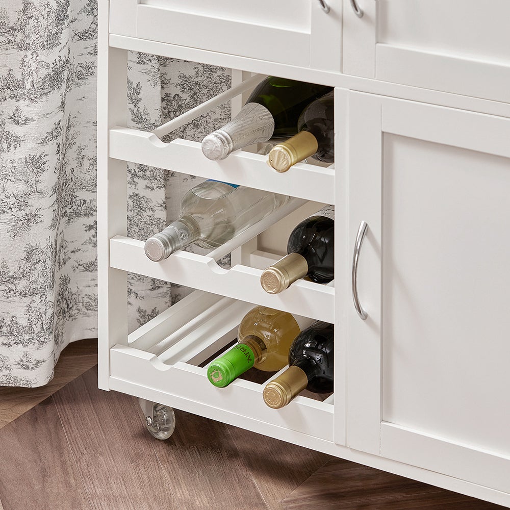 SoBuy Desserte de Cuisine avec 2 Portes et 2 Étagères, Chariot de Rangement sur Roulettes, 55x38x84 cm, Blanc FKW45-WN - 7