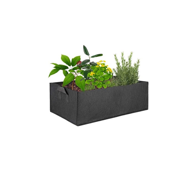 Opakowanie 1 kwadratowej podwyższonej donicy ogrodowej z oddychającego materiału na kwiaty i warzywa (50 x 30 x 20 cm), kolor czarny