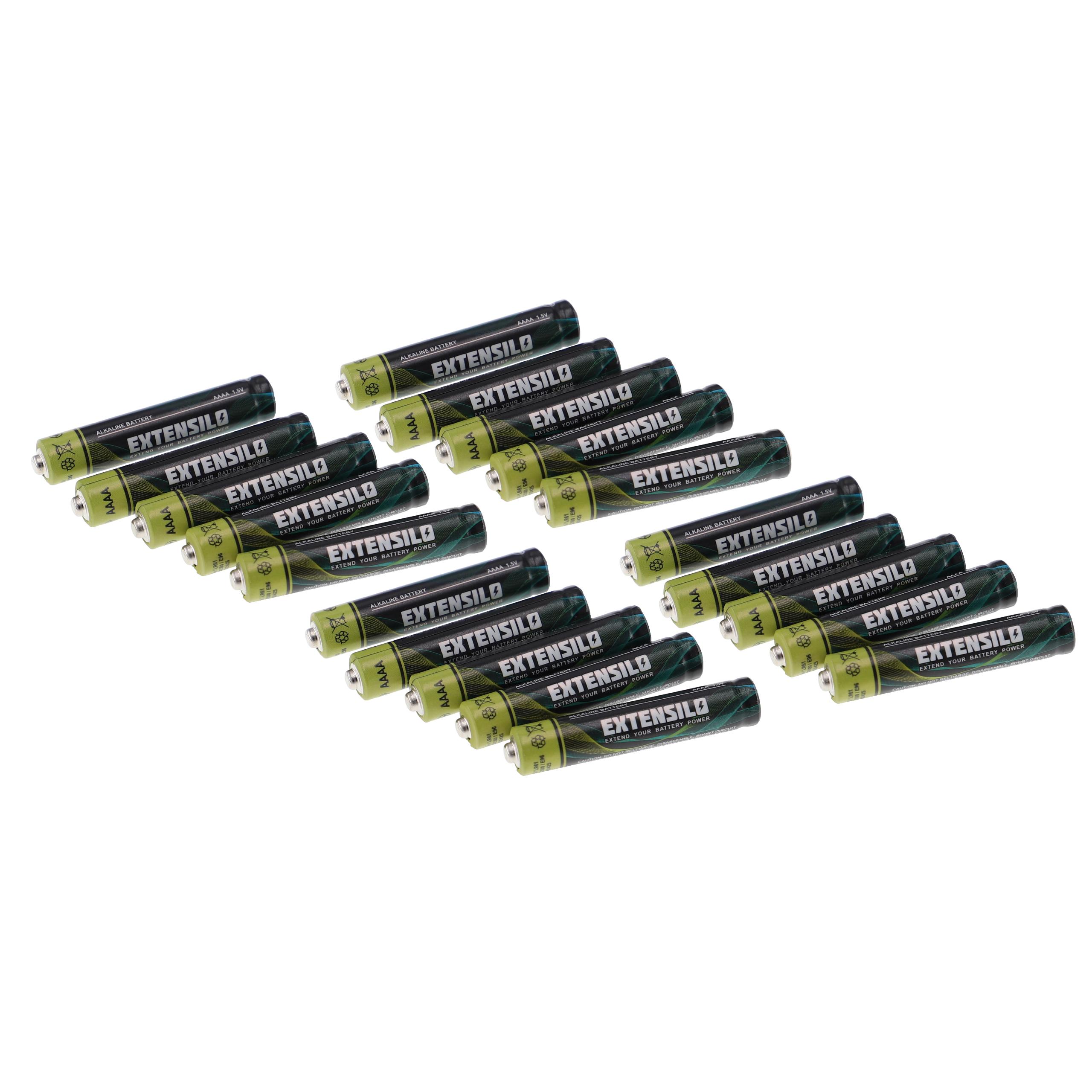 EXTENSILO 20x Piles AAAA - Piles primaires (550mAh, 1,5V, alcaline) - 5