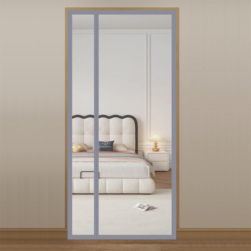 Moskitiera letnia, otwierana z boku, z magnetycznym rzepem, 80 x 195 cm (szara)