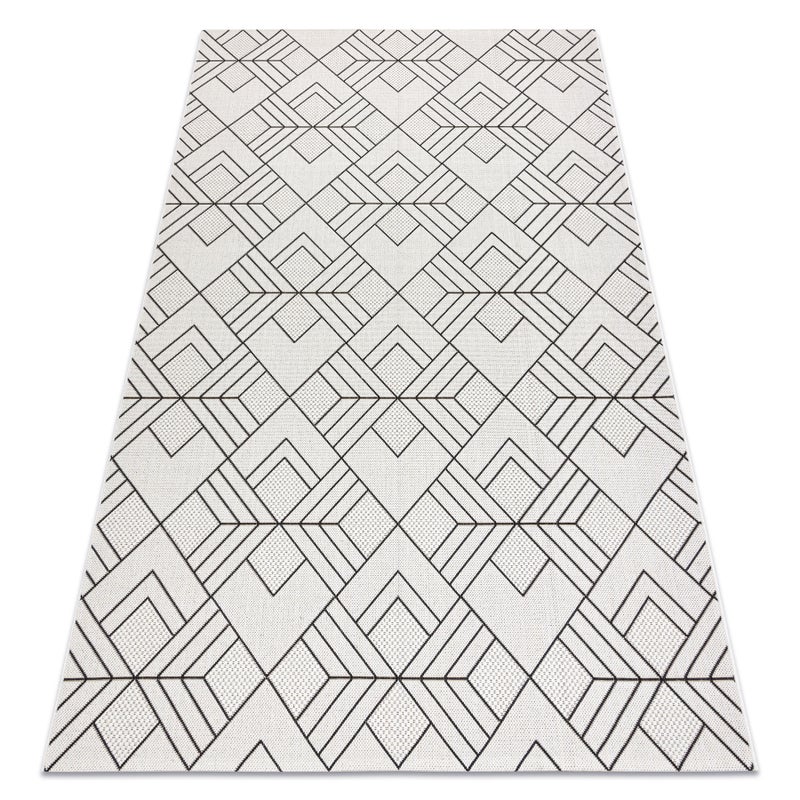 Фото - Килим Flat RUGSX Dywan SZNURKOWY SIZAL 48731960 Kwadraty, romby, geometryczny krem / szary 120x170 cm