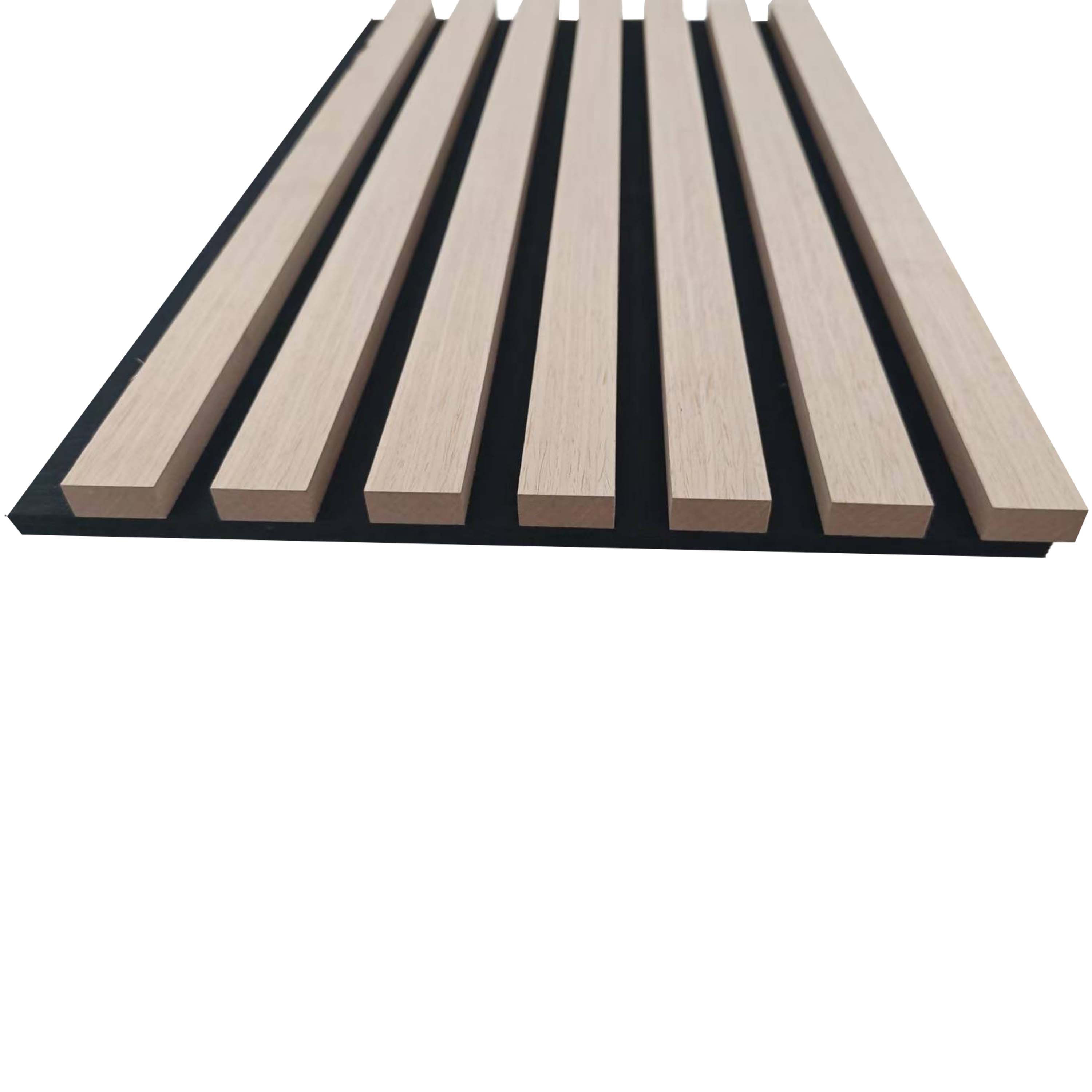 Lot de 3 panneaux muraux acoustiques décoratifs en bois MDF 260 x 30 cm, finition chêne blanc, excellente isolation acoustique, installation simple - 7