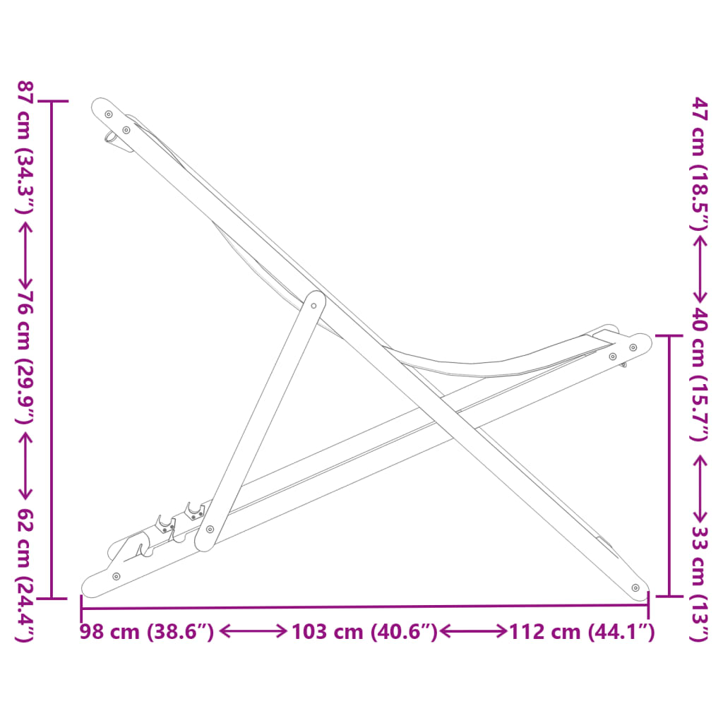 Chaise pliable plage motif de feuilles bois d'eucalyptus/tissu - 9