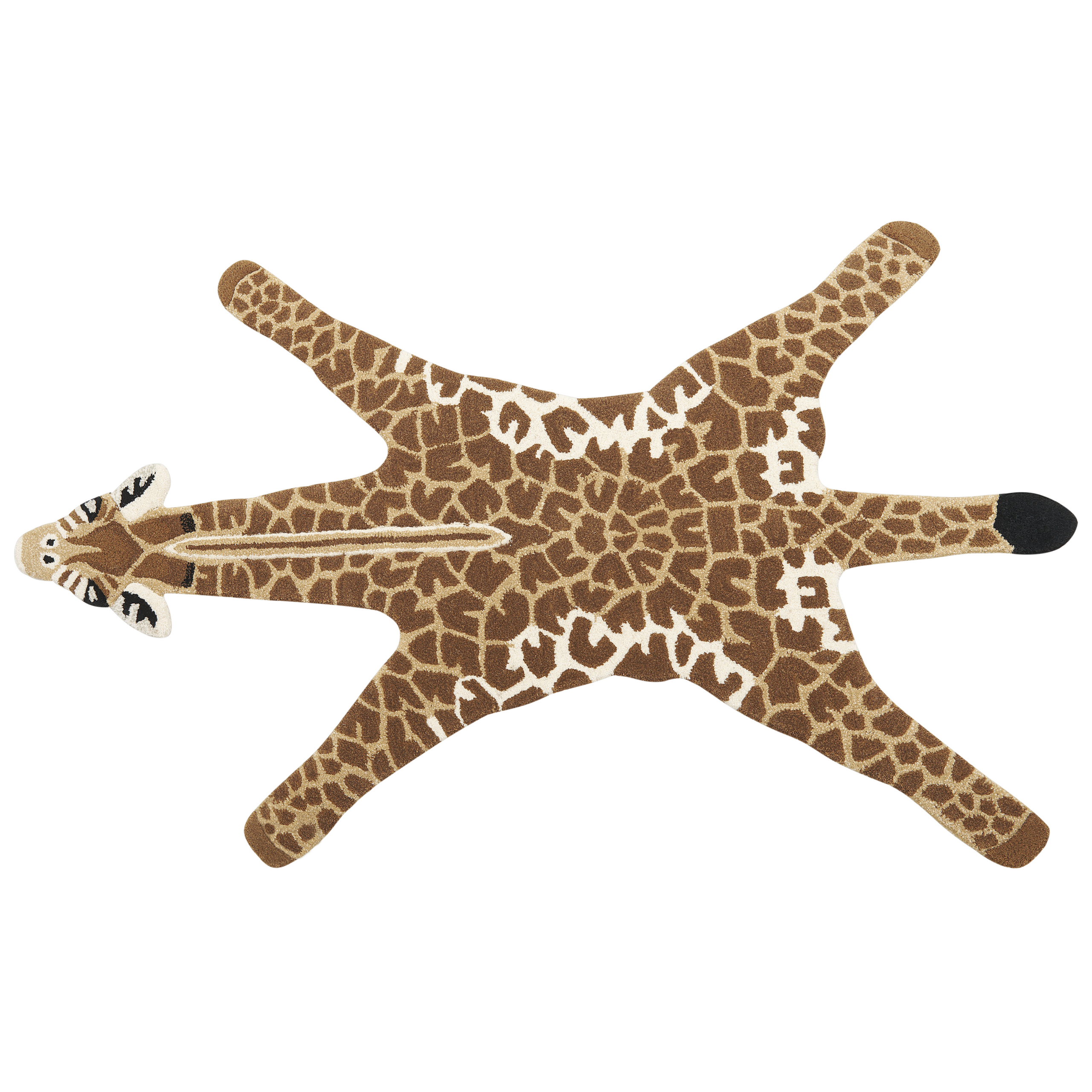 Beliani alfombra infantil de lana marrón y beige motivo jirafa 100 x 160 cm melman