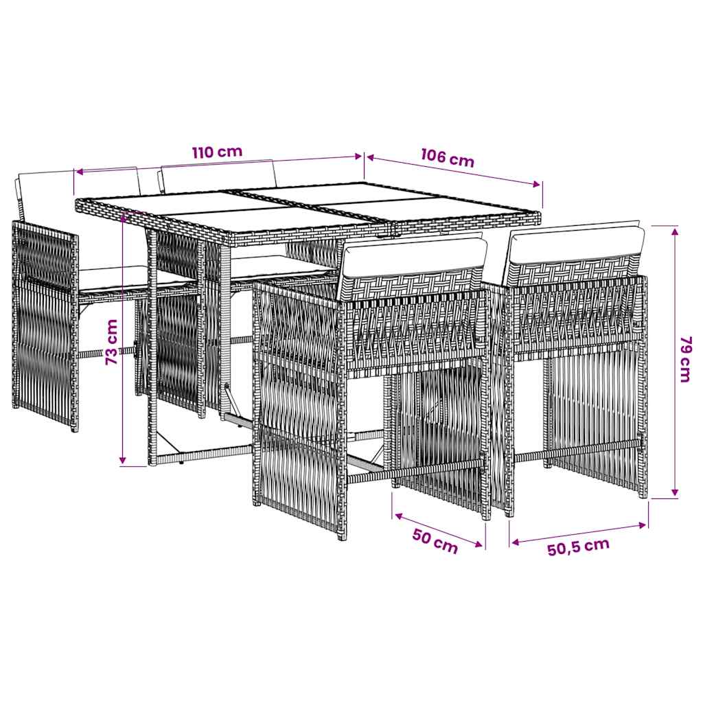 Salon bas de jardin en Rattan synthétique Noir 4 personnes - 6