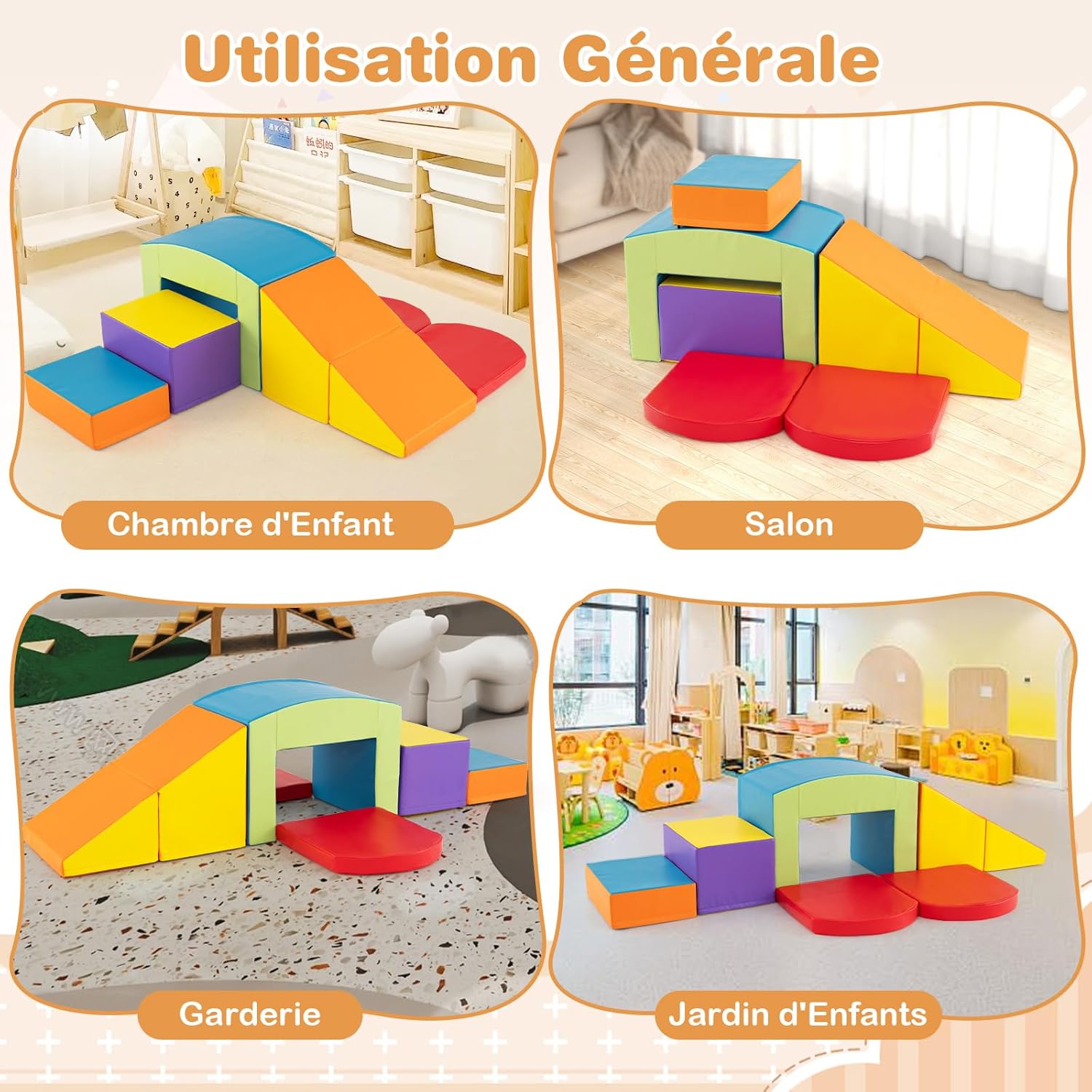 7 PCS Parcours de Motricité Bébé, Module Motricité en Mousse PU avec Remplissage en EPE,pour Enfants 12 Mois+ (Multicolore) - 9