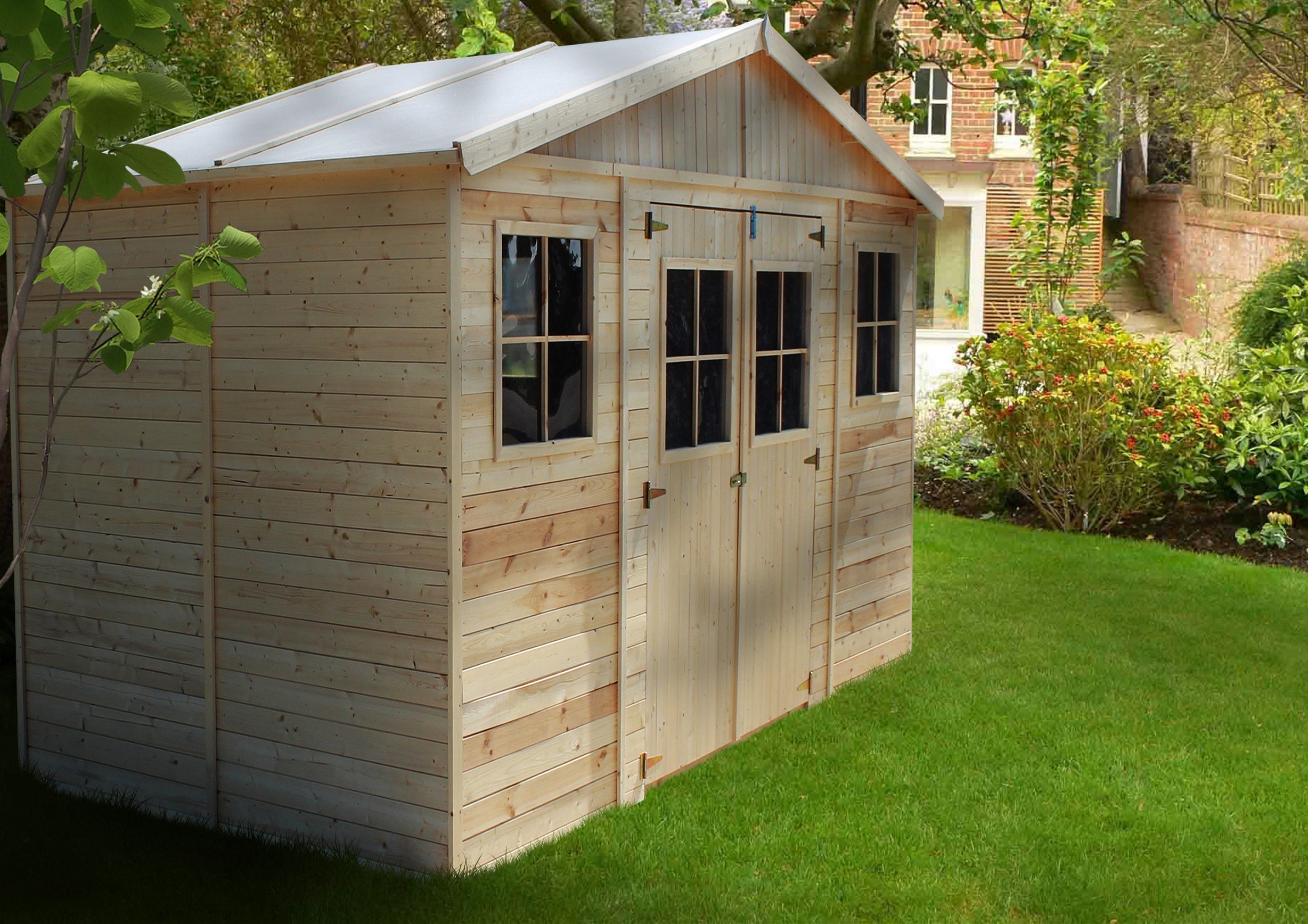 Cobertizo de madera para jardín CON SUELO TRATADO - A246x418x220cm/8m2 Cobertizo de madera natural - Taller de Jardín - TIMBELA M332+M332G - 7