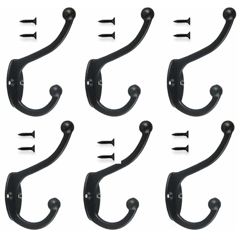 6 szt. Retro Haczyk Wieszak Ścienny Vintage Haczyk na Drzwi Metalowy do Łazienki Kuchni Sypialni Przedpokoju - Czarny