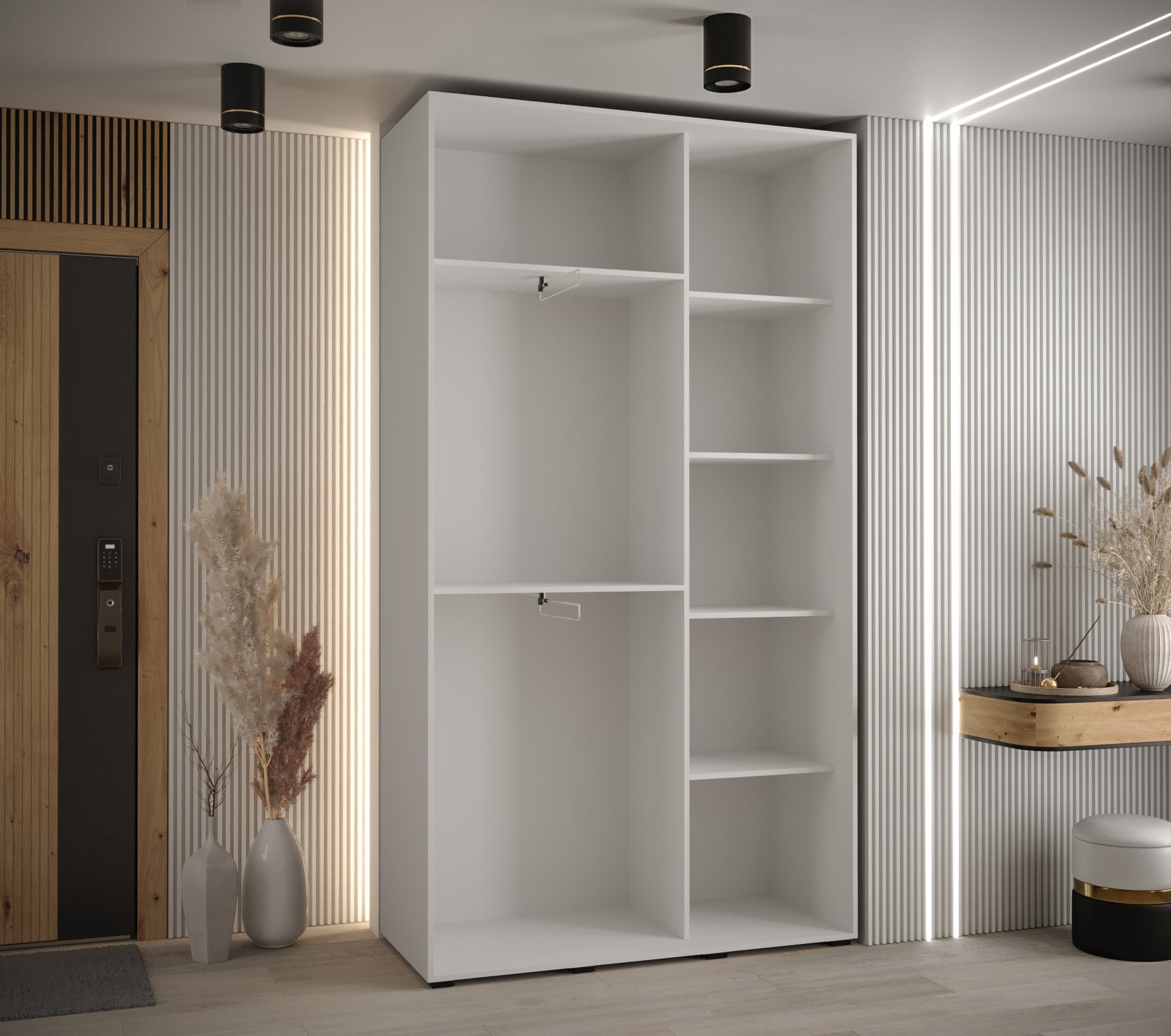 Szafa przesuwna z lustrem wysoka Davos 7 130 x 45 x 235,2 cm biały + biały + u. złoty - Abiks Meble - 4