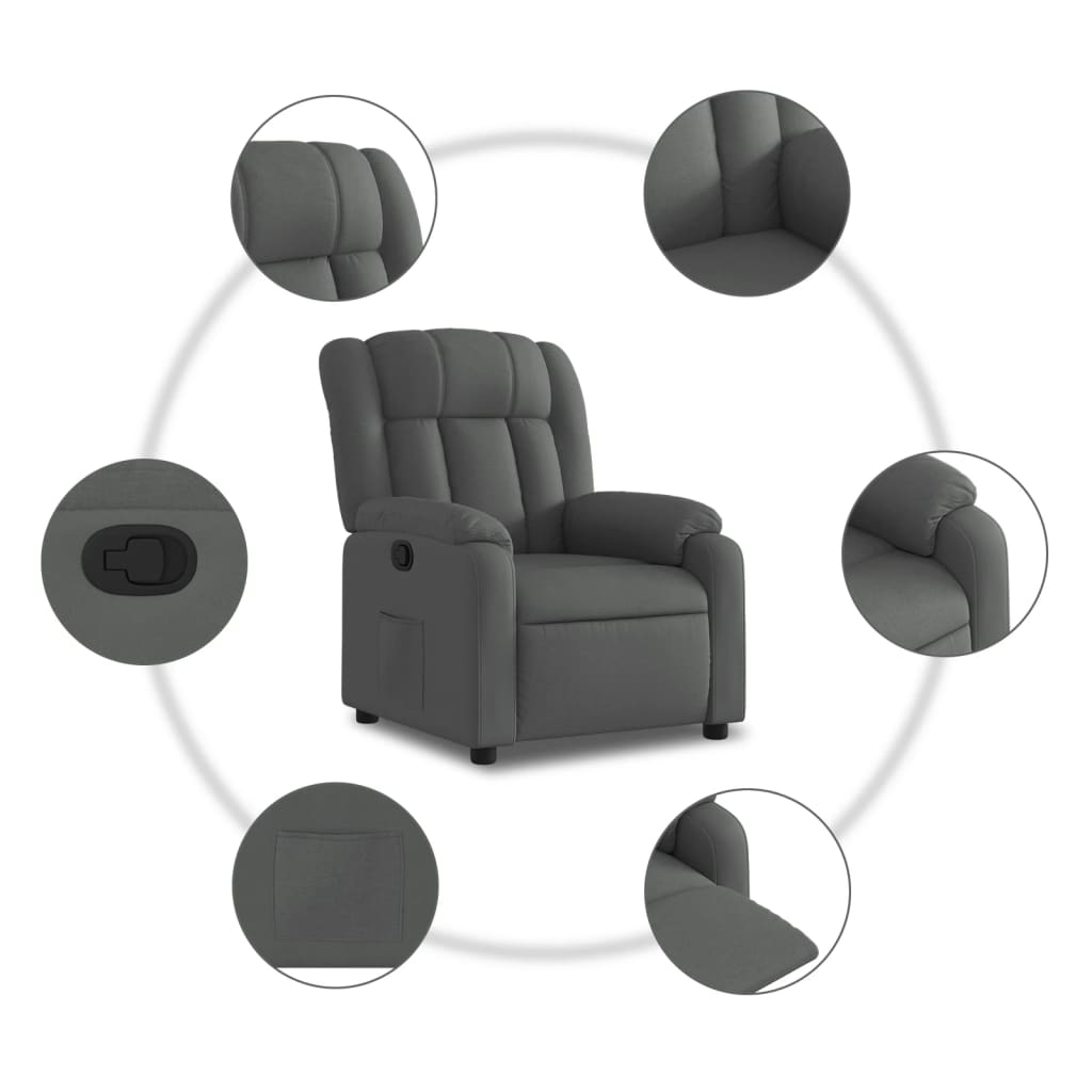 Fauteuil inclinable Gris foncé Tissu - COMFORTXL - 4
