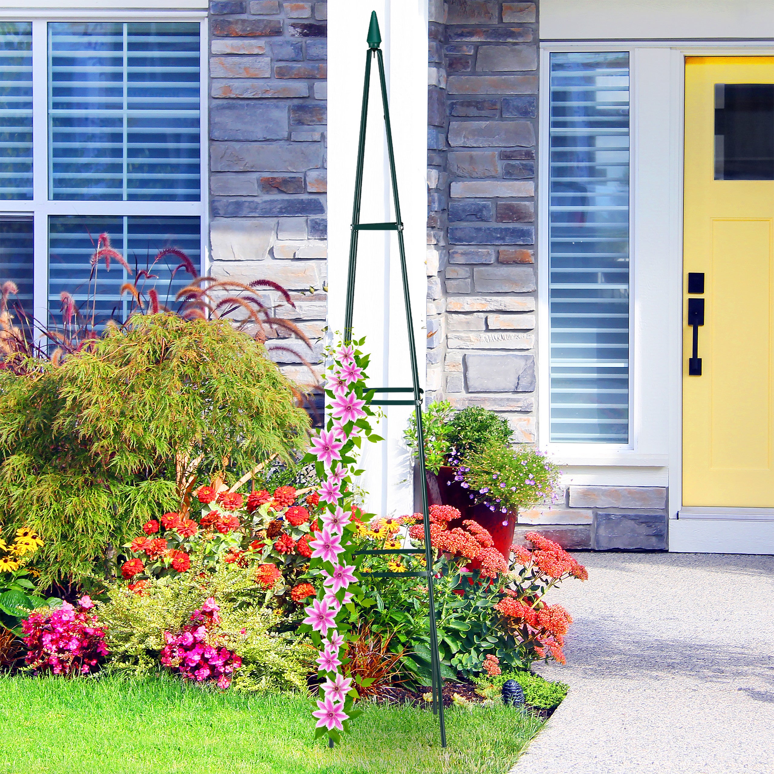 Relaxdays Tuteur Jardin, Pyramide haute 192 cm, Colonne Rosier, Arche Plante grimpante, Arceau , fer, vert foncé - 2