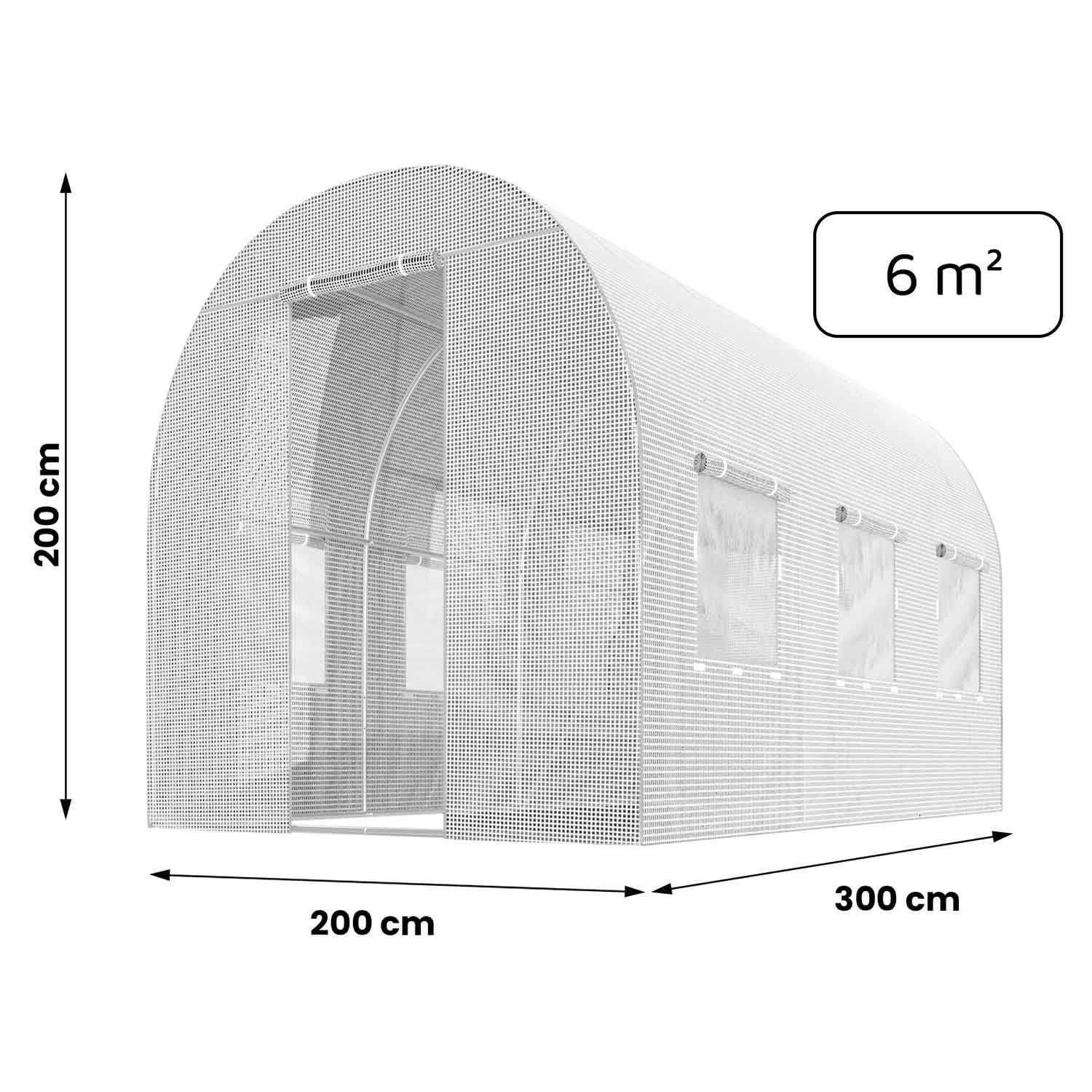 Tunnel de jardin en aluminium 2x3m (6m2) blanc Plonos - 5