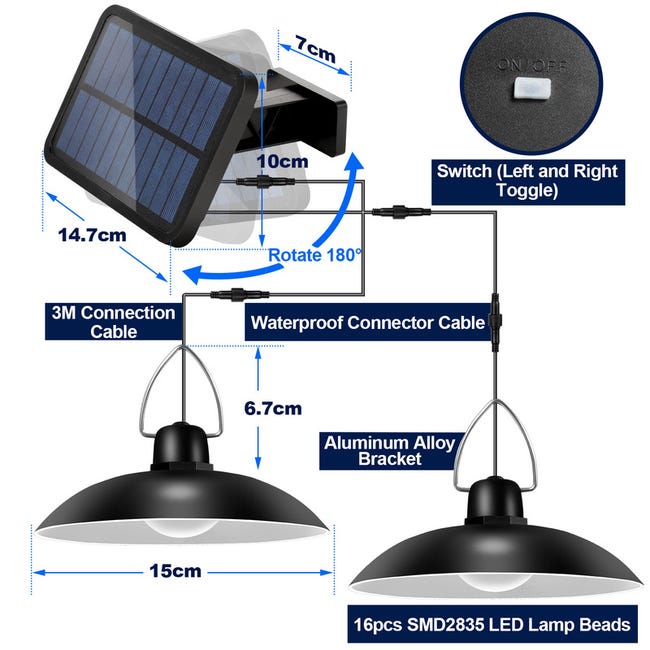 Faretto Solare Da Esterno 300W | 24000 Lumen, Luce Fredda 6500K | IP67, Telecomando | Per Giardini, Parcheggi