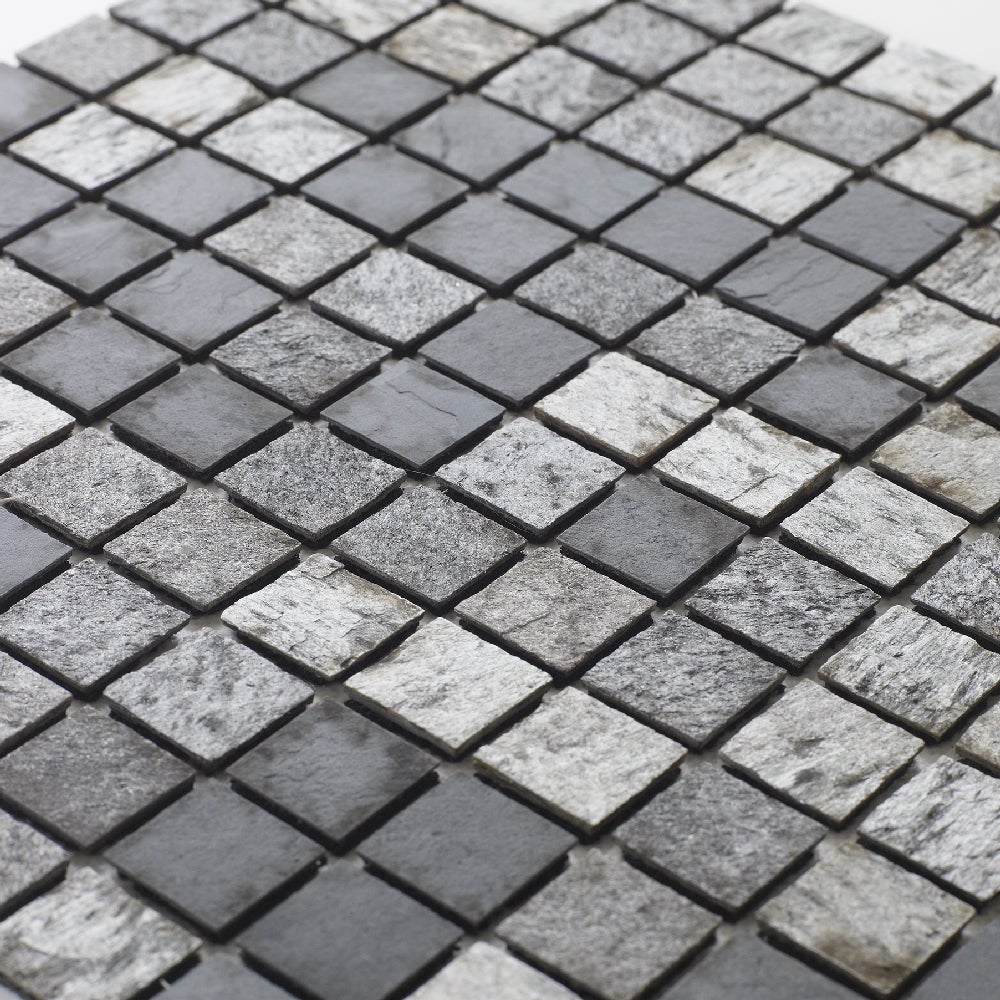 Mosaique pierre naturelle - 2,5 x 2,5 cm -plaque de 30 x 30 cm - mixte gris - 2