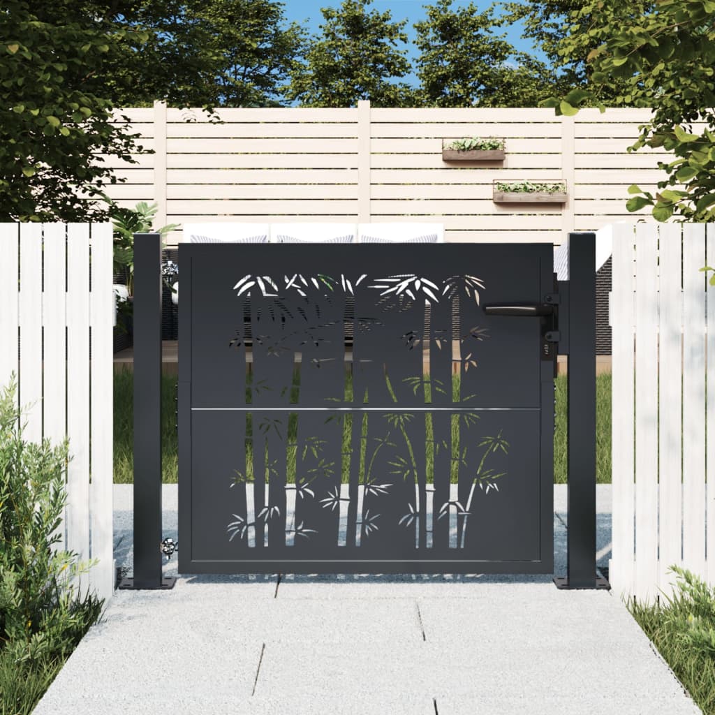 Cancello In Ferro Per Giardino Antracite 100x125 Cm – Pedonale Con Montanti E Chiusura A Chiave